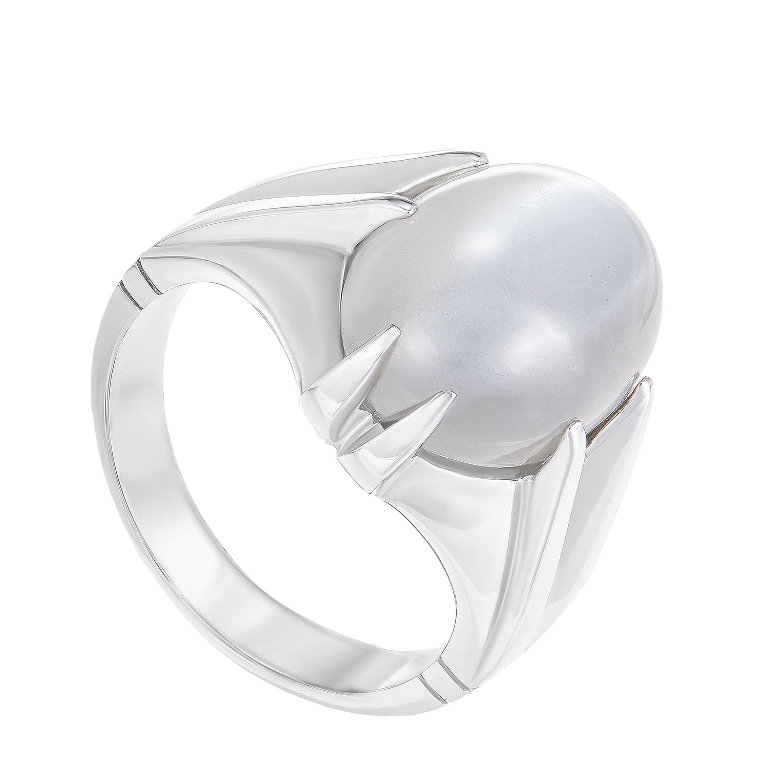 Moonstone Claw Set Men's Ring in 925 Palladium A0529(PLD)-MN