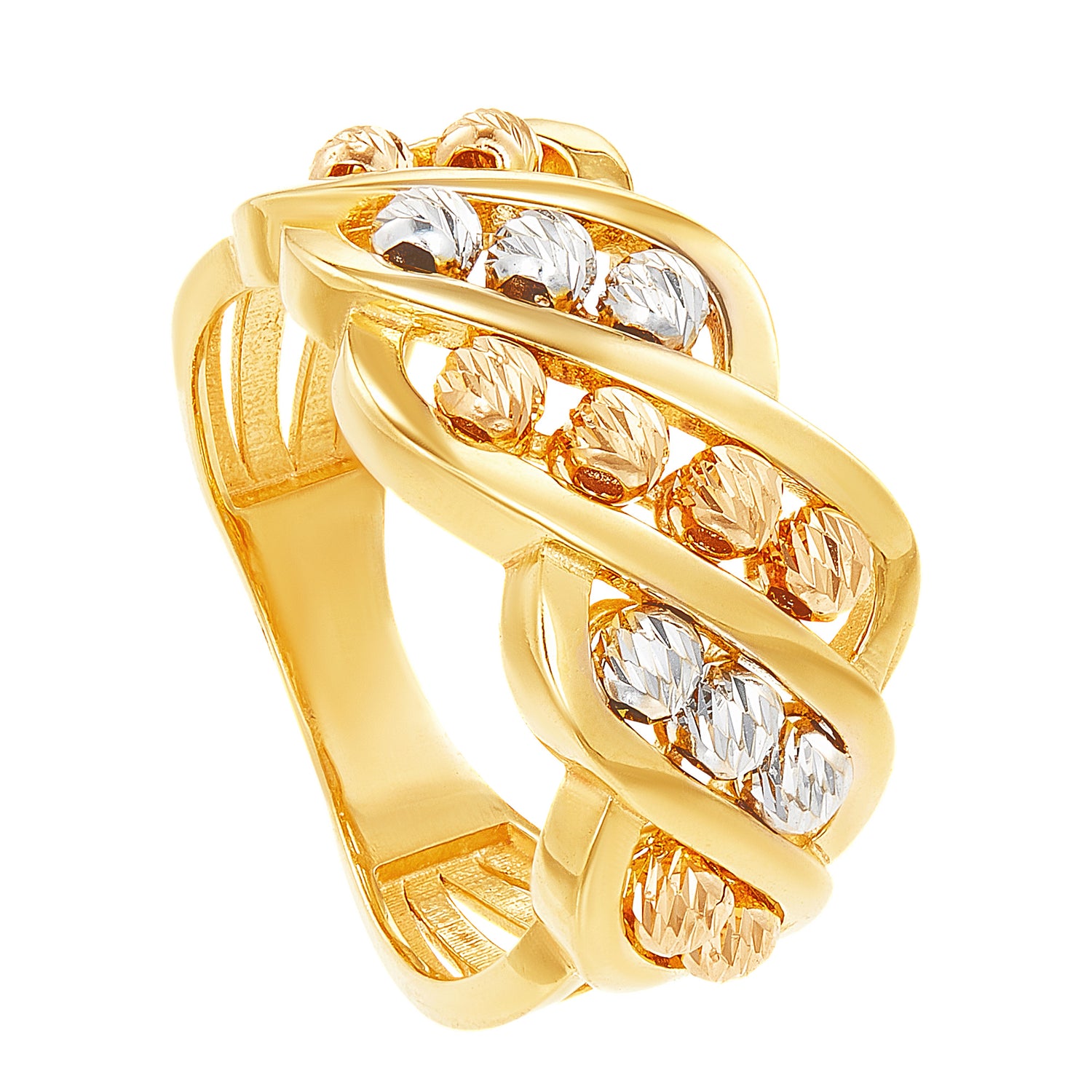 Oro Italia 916 White, Yellow and Rose Gold Ring GR45570321-TI (22K Gold)