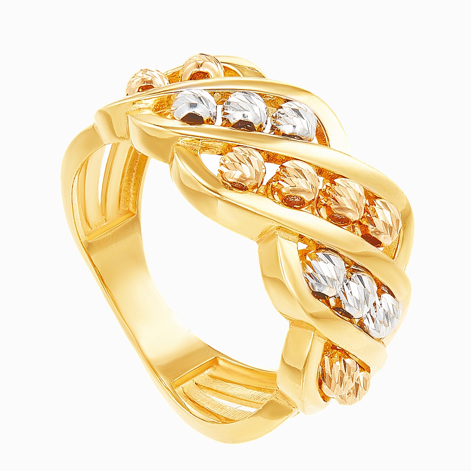 Oro Italia 916 White, Yellow and Rose Gold Ring GR45570321-TI (22K Gold)