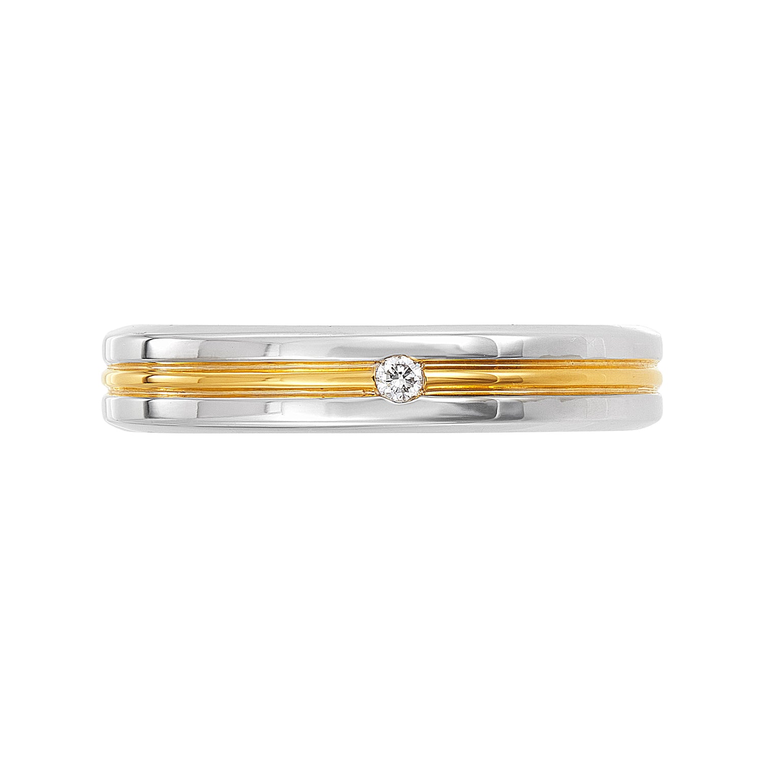 Yellow Grooved Band Solitaire Diamond Men's Ring in 925/PLD A0407(PLD)