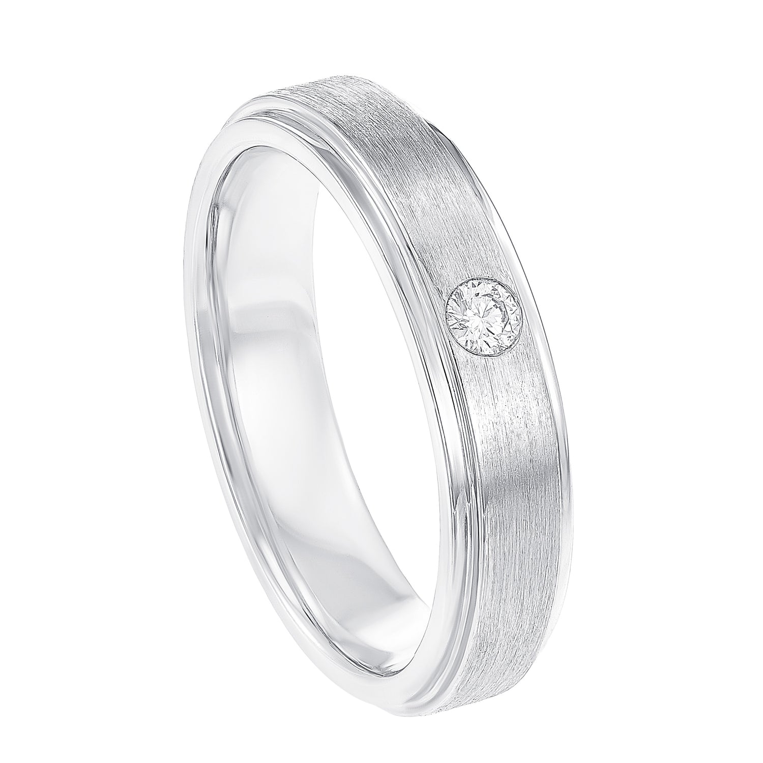 Flush Set Round Diamond Men's Ring in 925 Palladium 00977(PLD)