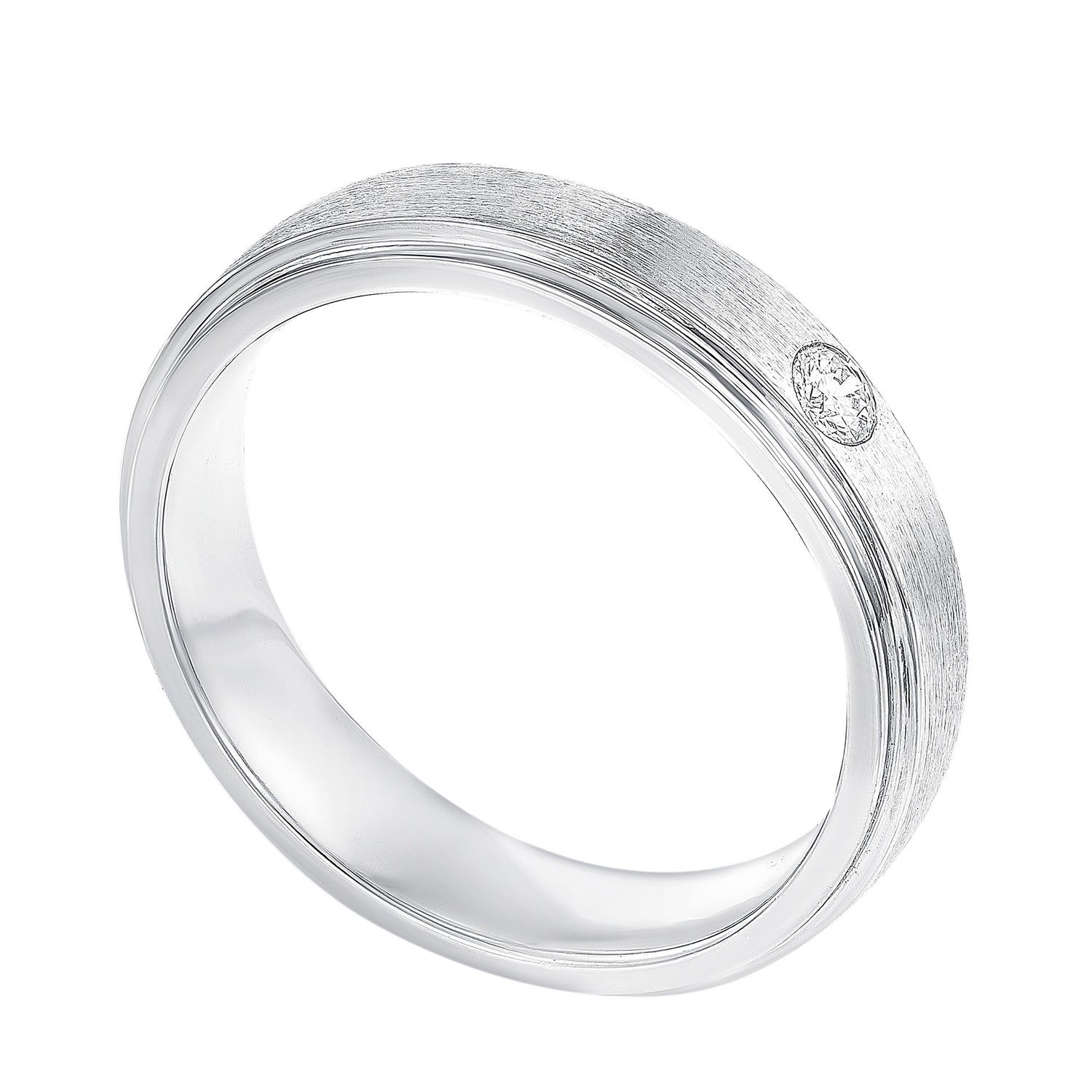 Flush Set Round Diamond Men's Ring in 925 Palladium 00977(PLD)