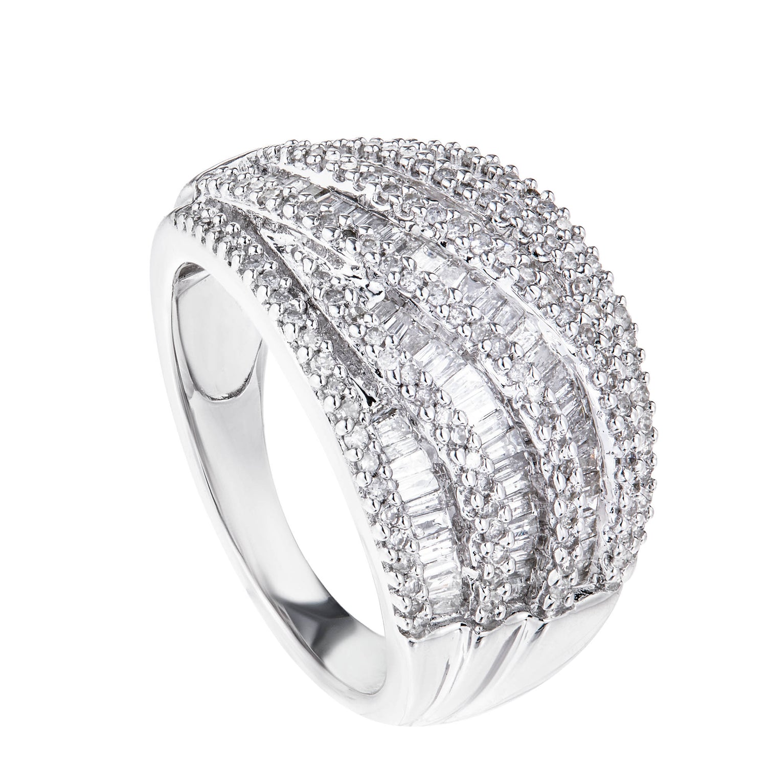 Bagguete Diamond Men's Ring in 925 Silver Palladium 25817
