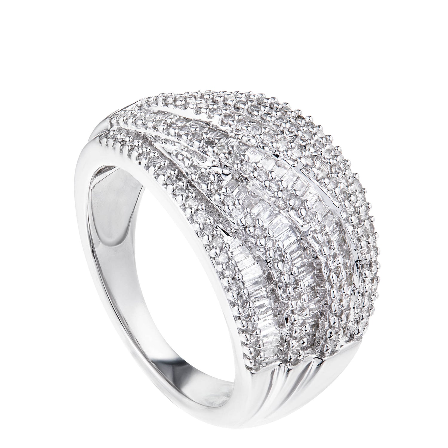 Bagguete Diamond Men's Ring in 925 Silver Palladium 25817