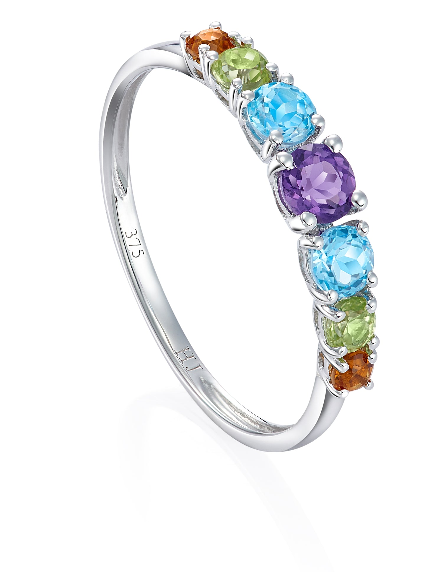HABIB Multi-Coloured Gemstone (Amethyst, Blue Topaz, Citirine, Peridot) Ring in 375/9K White Gold 24911