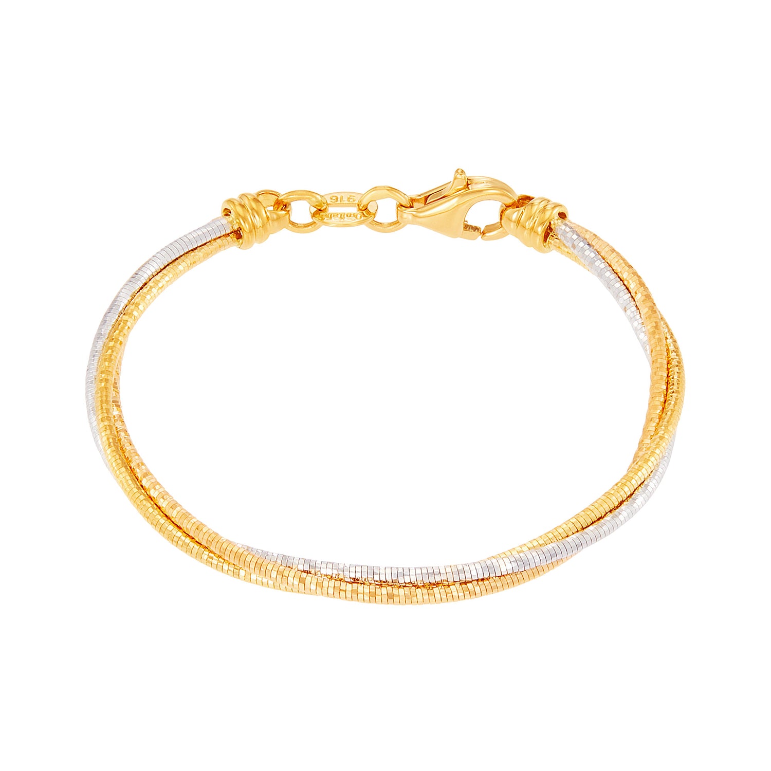 Oro Italia 916 Yellow, White and Rose Gold Bangle GB86100824(3)BBY-TI (for baby) (22K Gold)