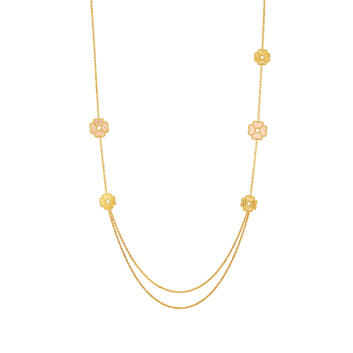 Oro Italia 916 Yellow and Rose Gold Necklace GC32031024(YR)-BI (22K Gold)