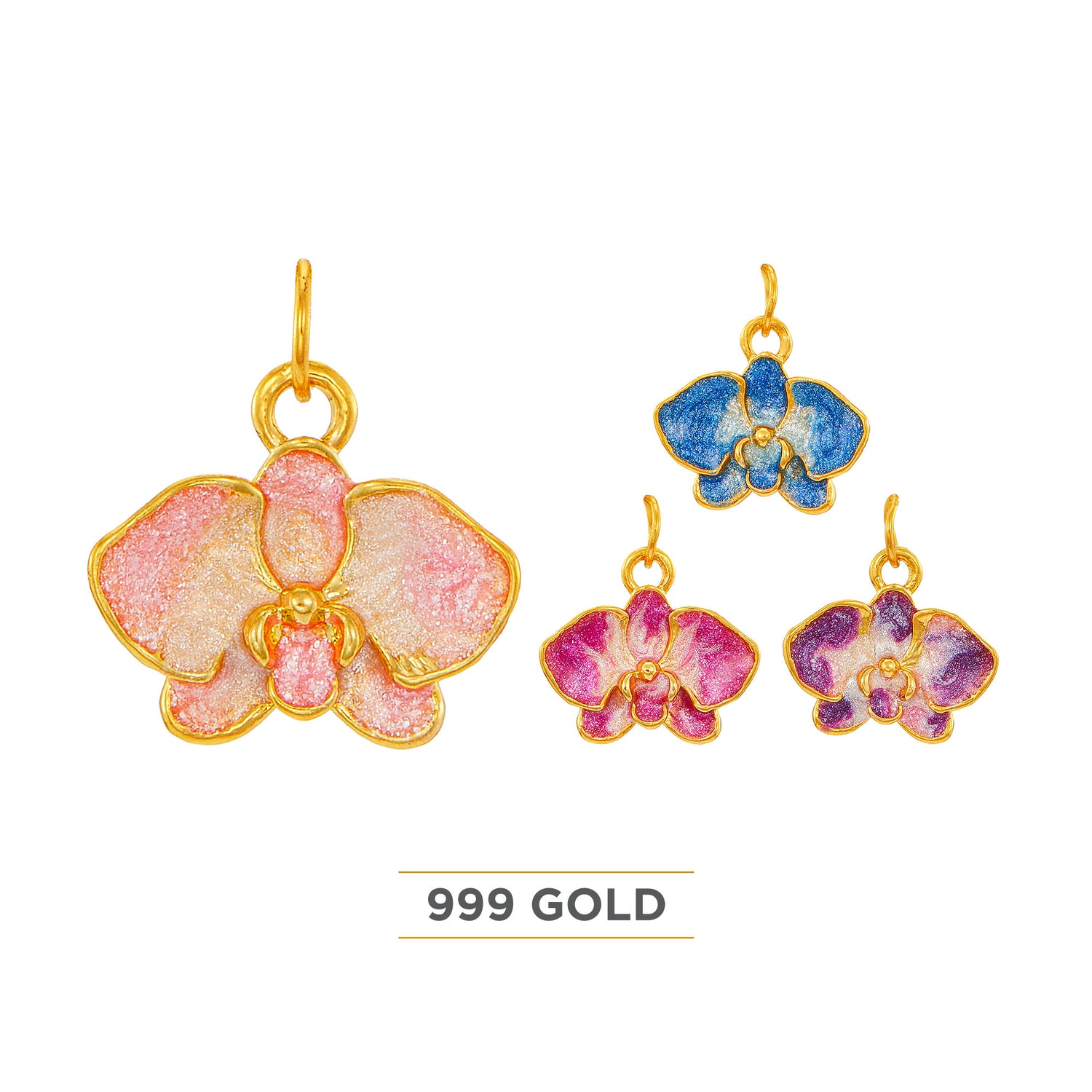 999/24K Yellow Gold Pendant (Orchid) 9GP013