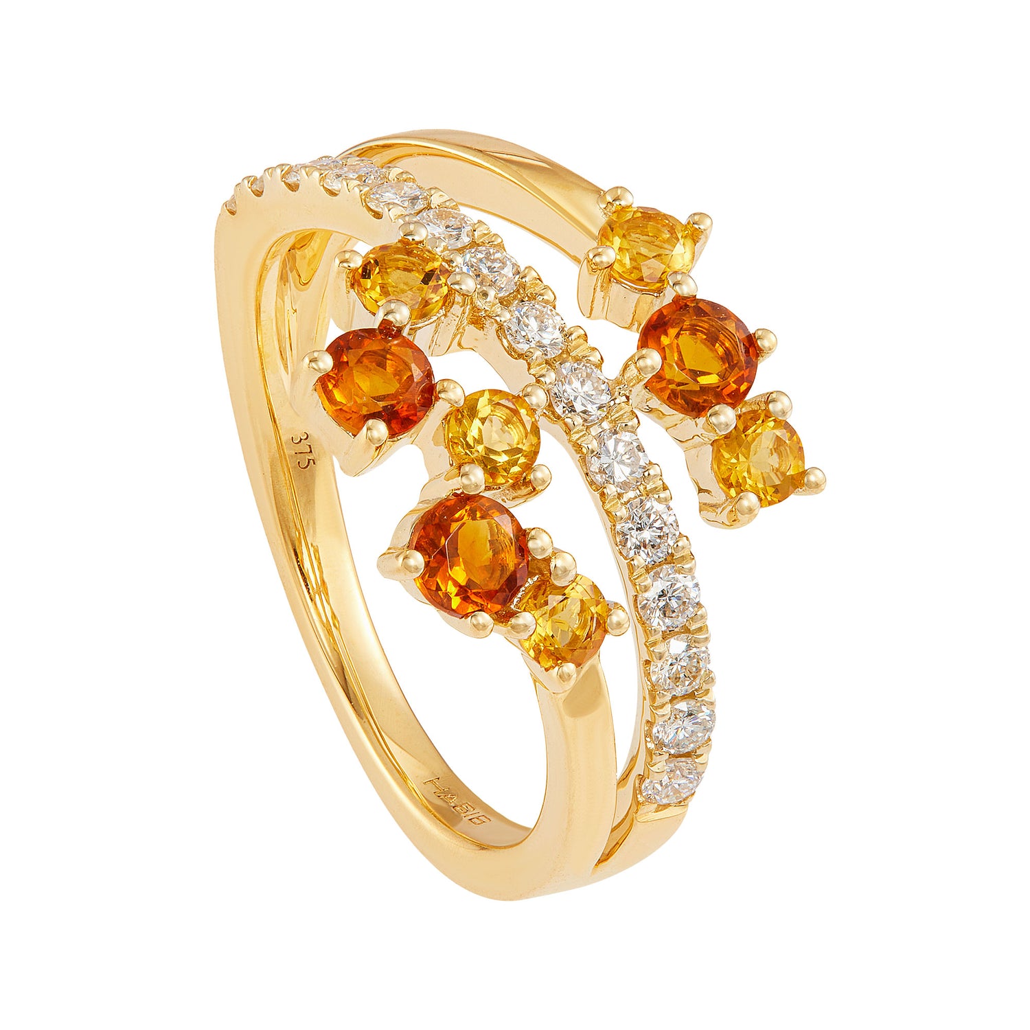 CHIC | Citrine and Diamond Ring in 375/9K Yellow Gold 271261224-CITR