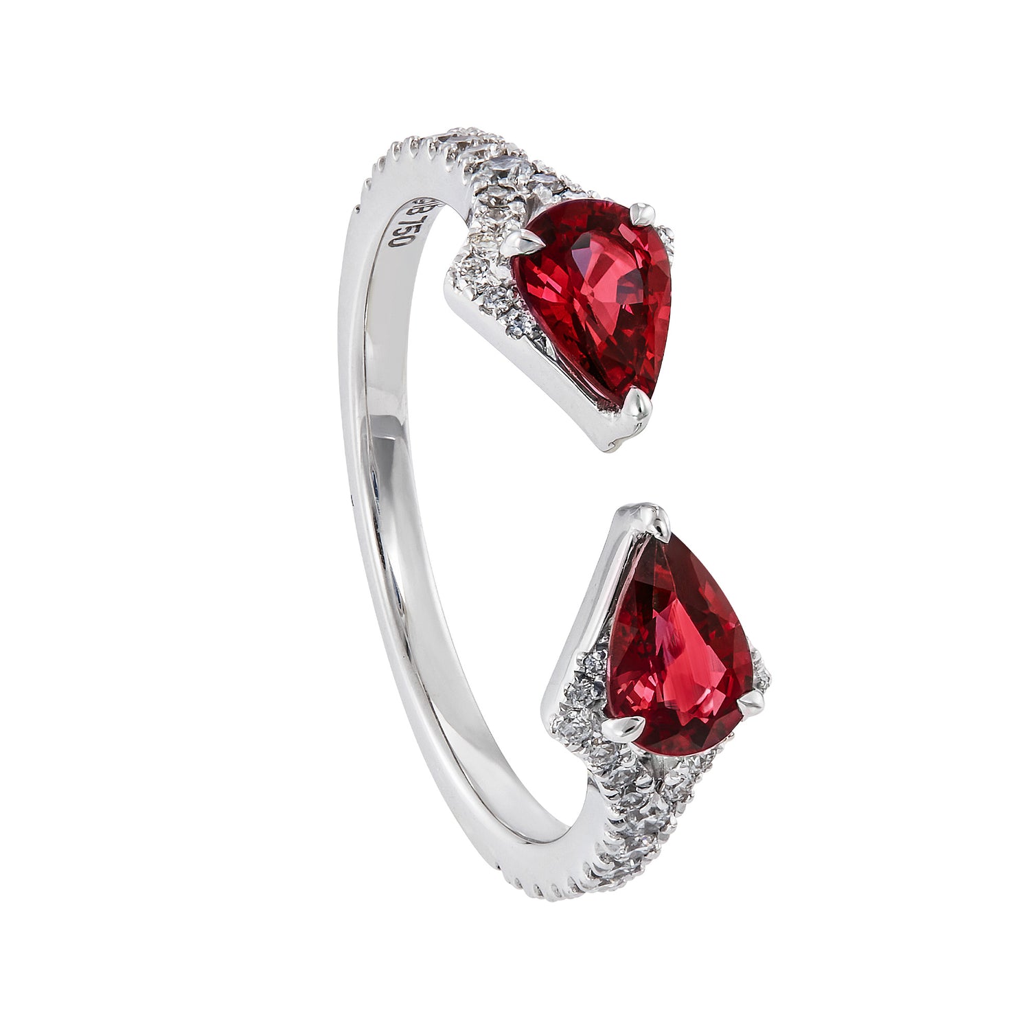 Pear Red Spinel and Diamond Ring in 750/18K White Gold LE4989941024-SPIN