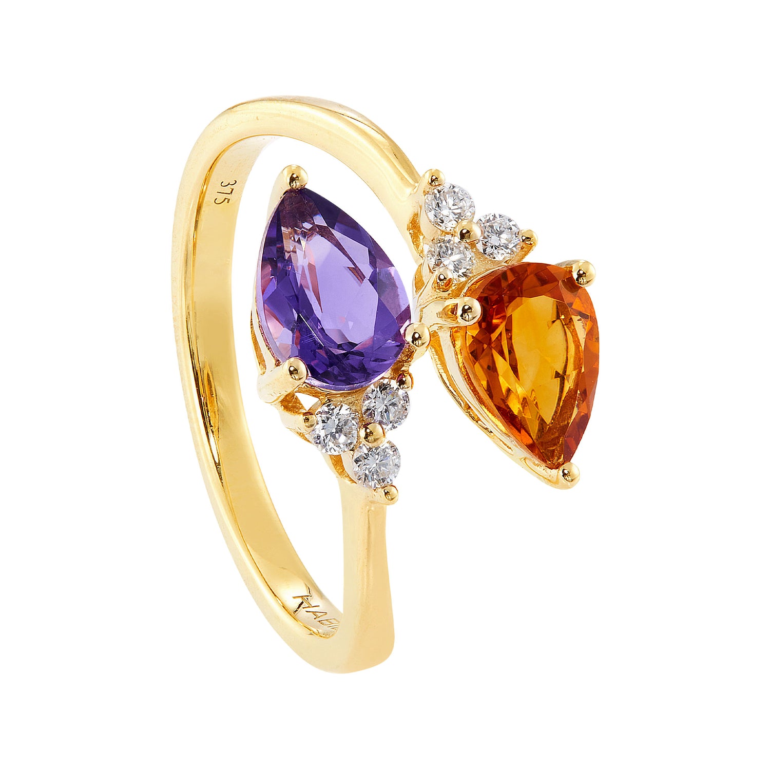 Amethyst, Citrine and Diamond Ring in 375/9K Yellow Gold 269130224
