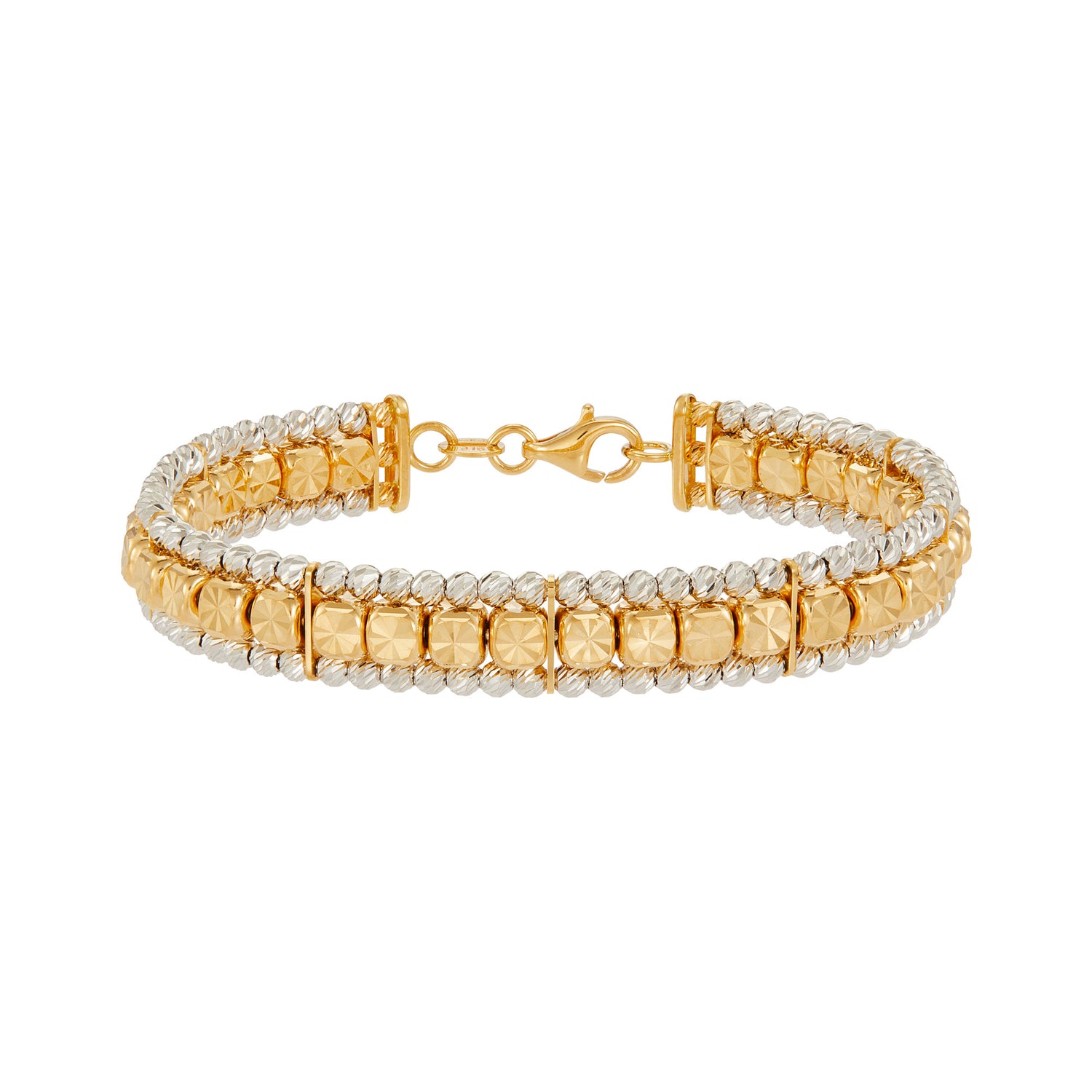 Oro Italia 916 Yellow and White Gold Bangle GB92911024(YW)-BI (22K Gold)