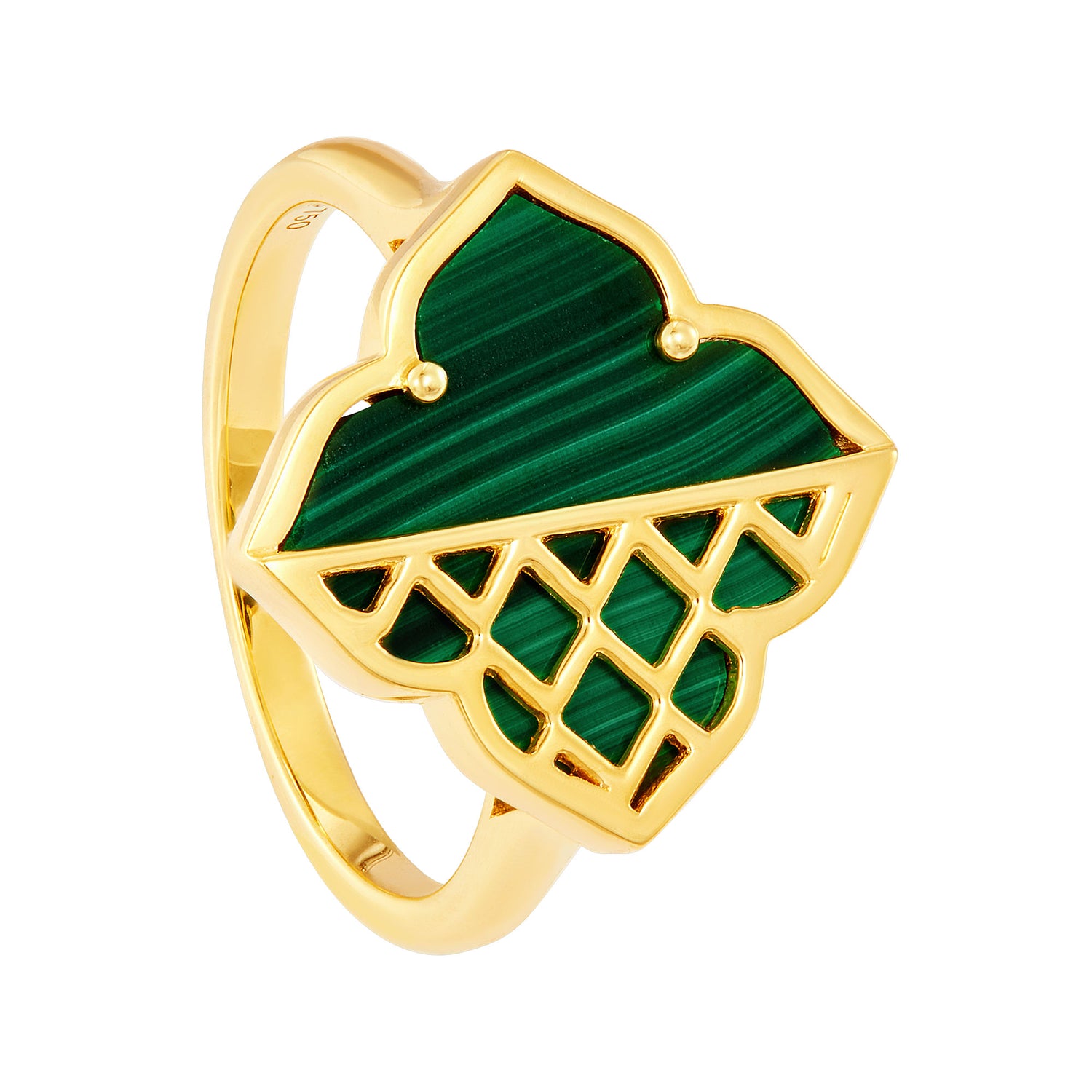 AL-ZAHRA | Fancy Malachite Ring in 750/18K Yellow Gold 271071224(R)