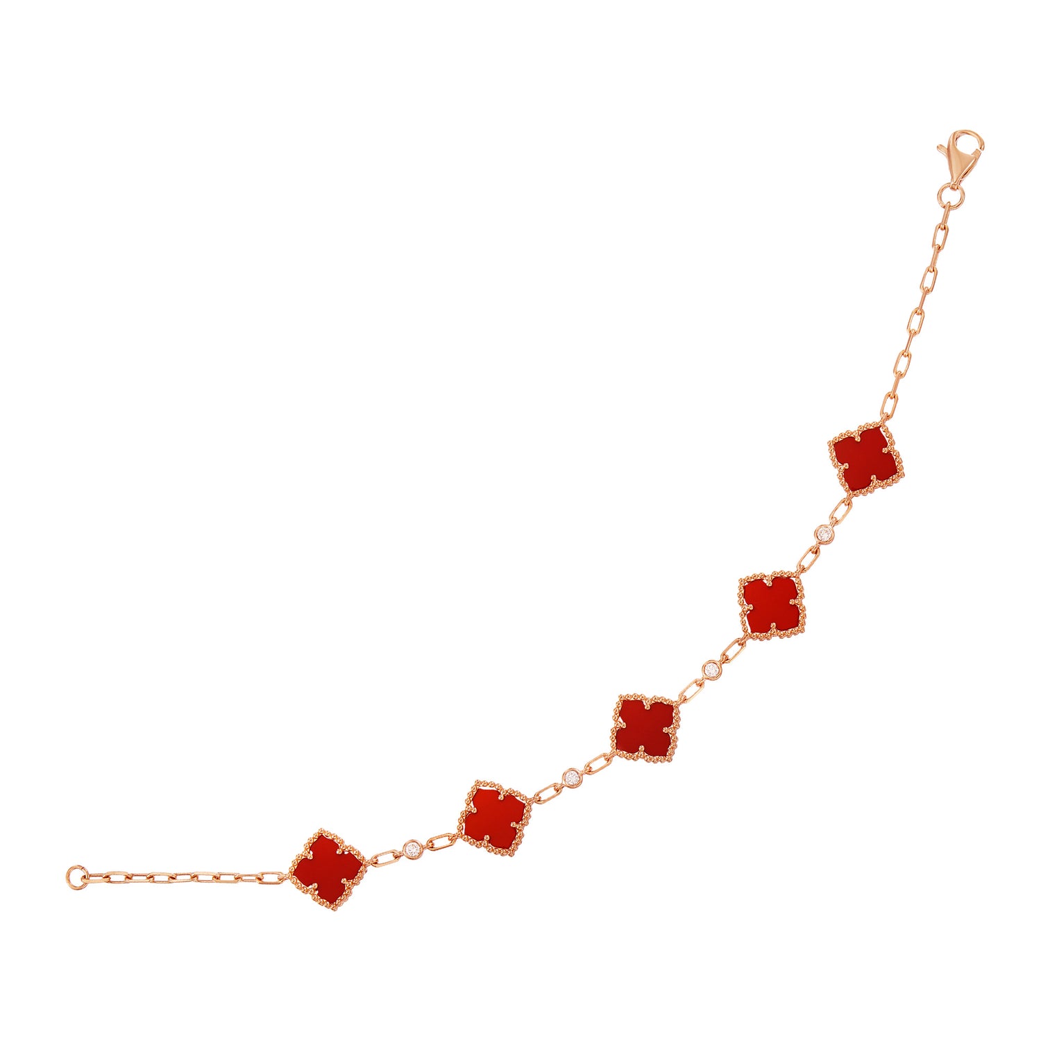 AL-ZAHRA | Red Carnelian and Diamond Bracelet in 750/18K Rose Gold 681961124(RG)-CARN