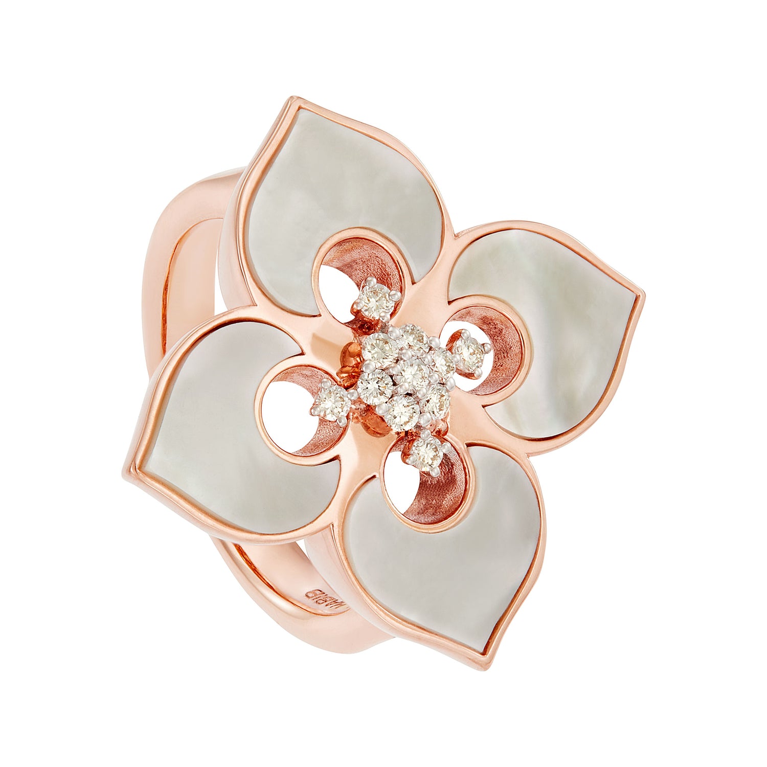 AL-ZAHRA | Mother of Pearl and Diamond Ring in 750/18K in Rose Gold 270590924(R)