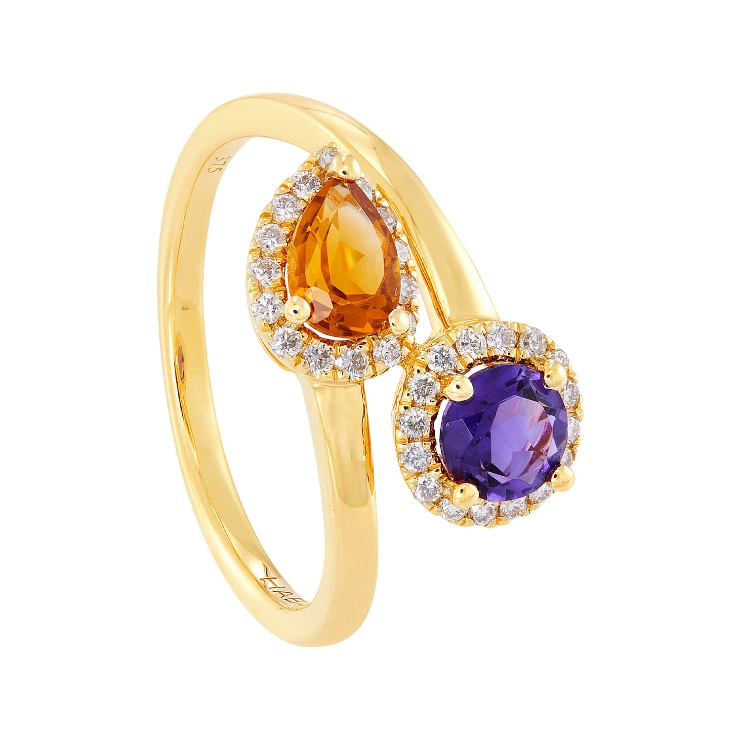 Amethyst, Citrine and Diamond Ring in 375/9K Yellow Gold 269120224