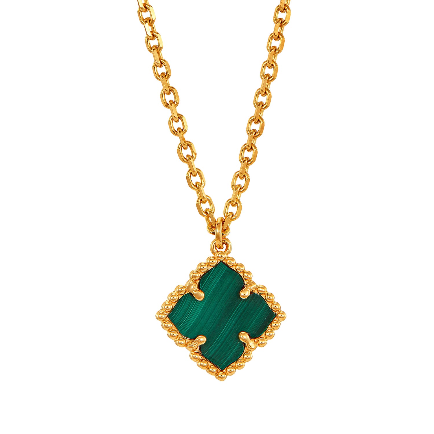 AL-ZAHRA | Fancy Malachite Necklace in 750/18K Yellow Gold 561031124(YG)-MALA