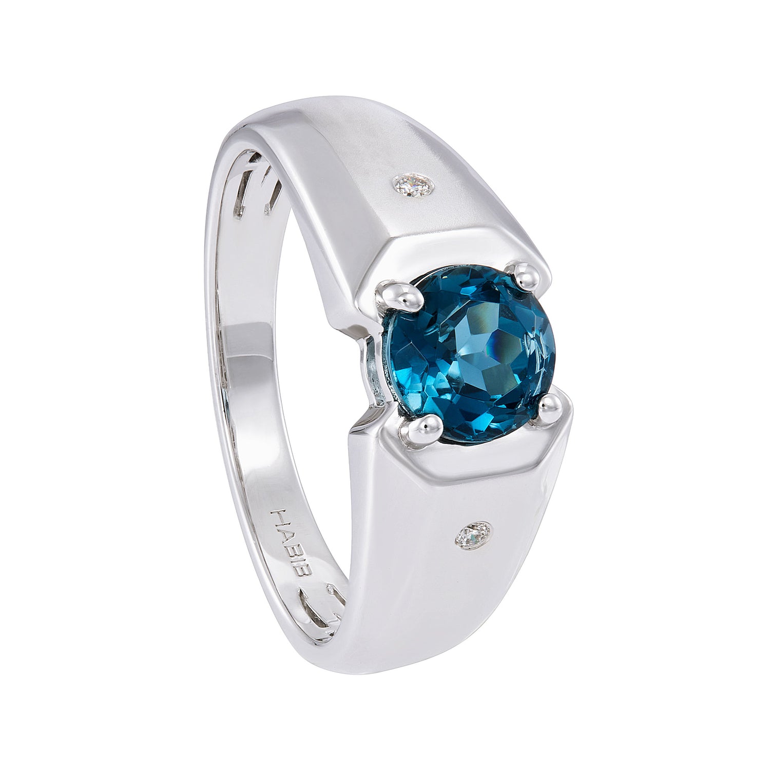 Blue Topaz and Diamond Men's Ring in 925 Silver Palladium 119770125(PLD)-BTOPZ