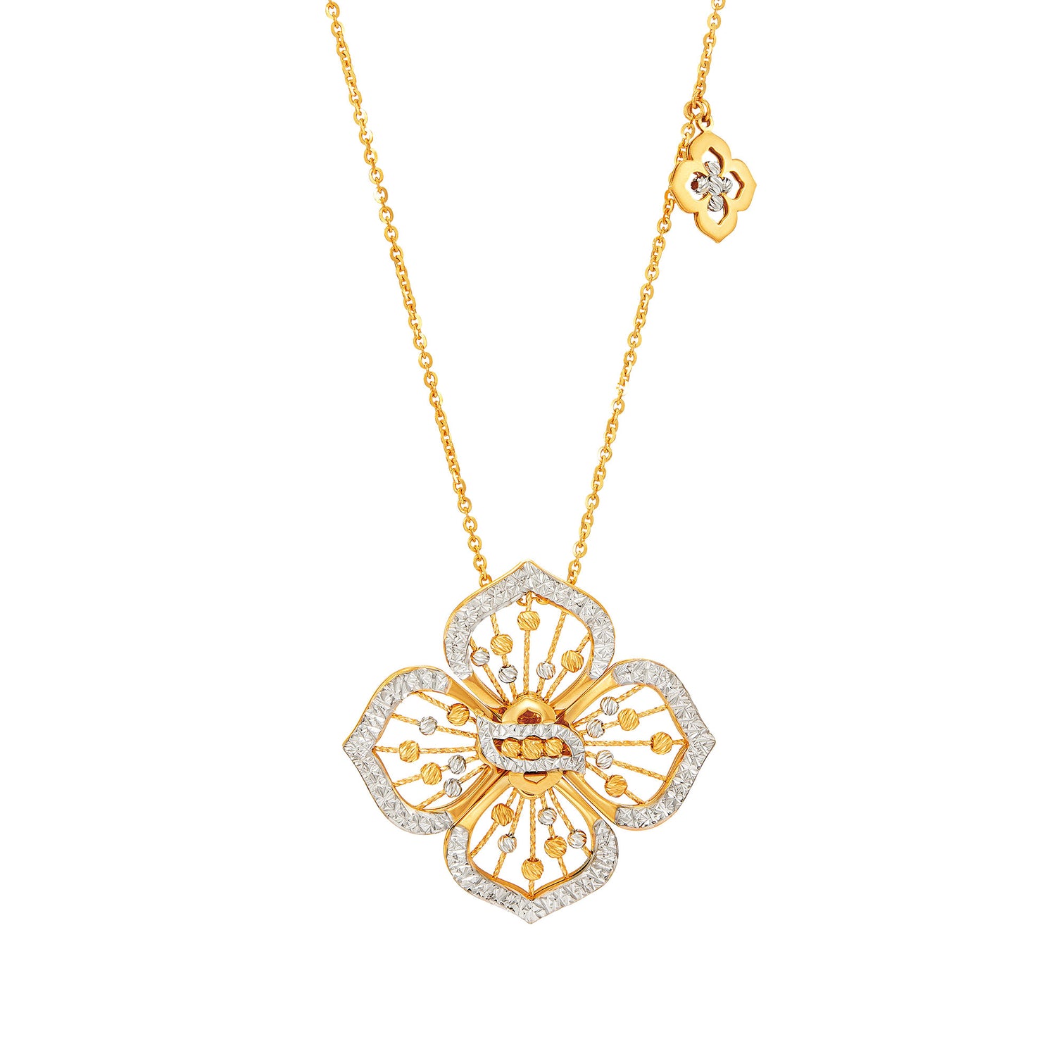 Oro Italia 916 Yellow and White Gold Necklace GC32381124(YW)-BI (22K Gold)