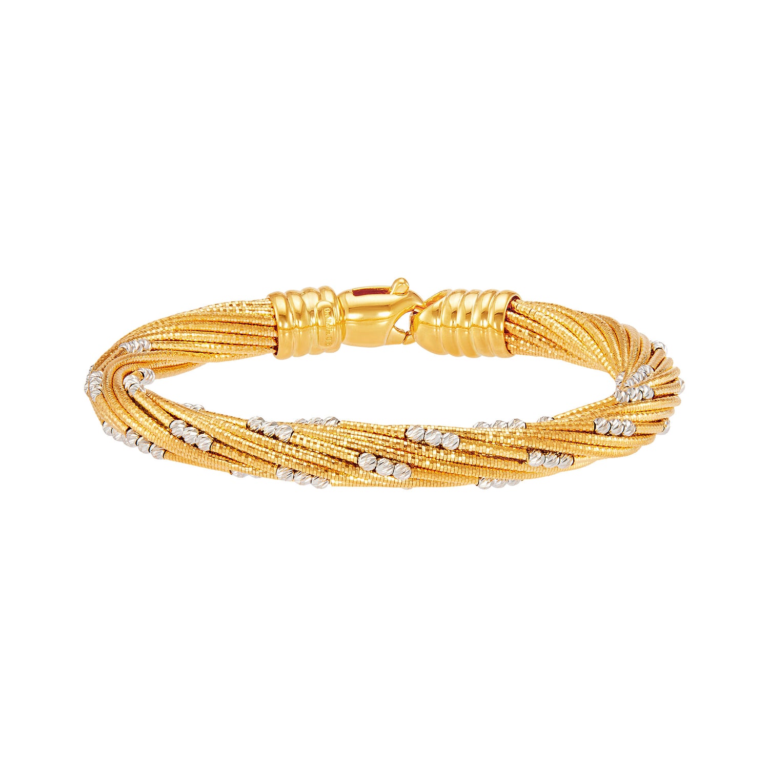 Oro Italia 916 Yellow and White Gold Bangle GB93381124(YW)-BI (22K Gold)