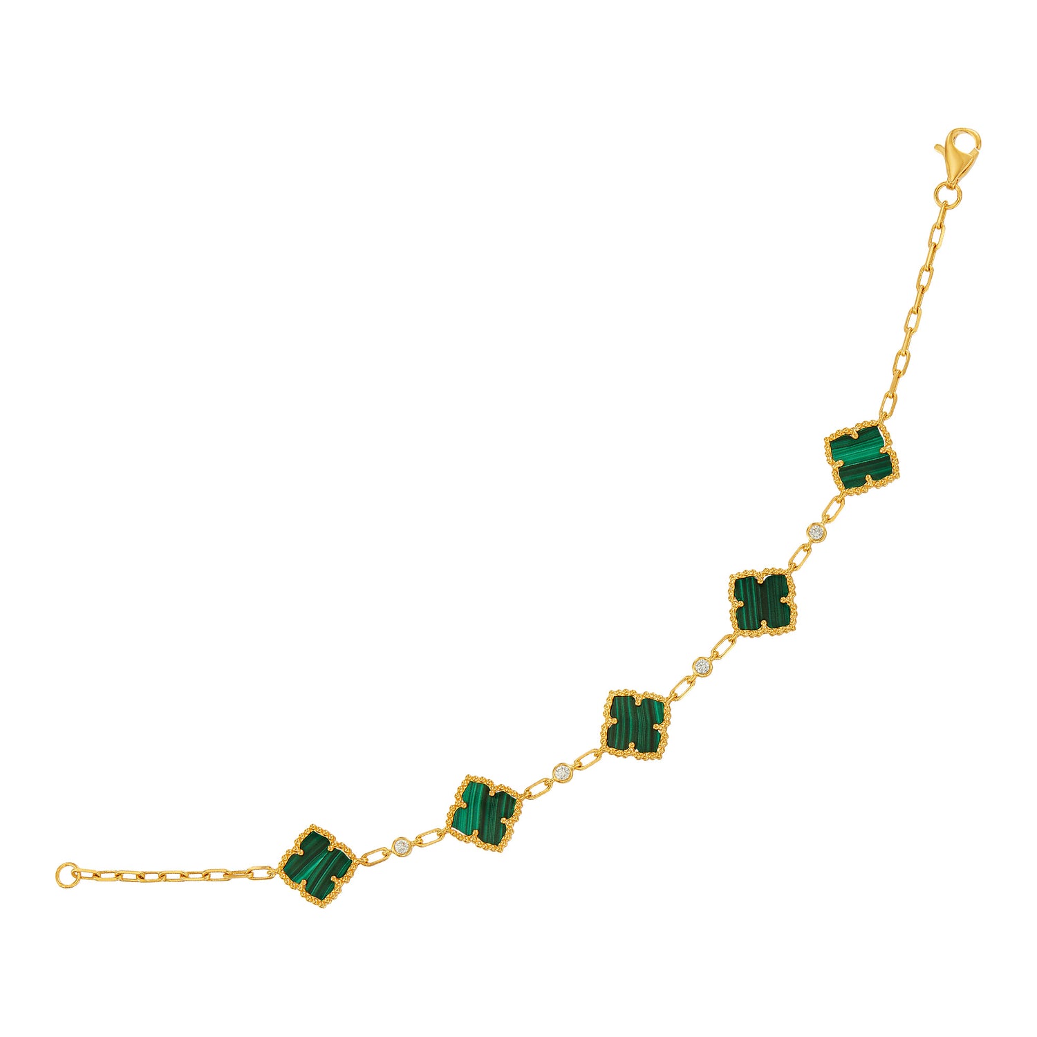 AL-ZAHRA | Green Malachite and Diamond Bracelet in 750/18K Yellow Gold 681961124(YG)-MALA