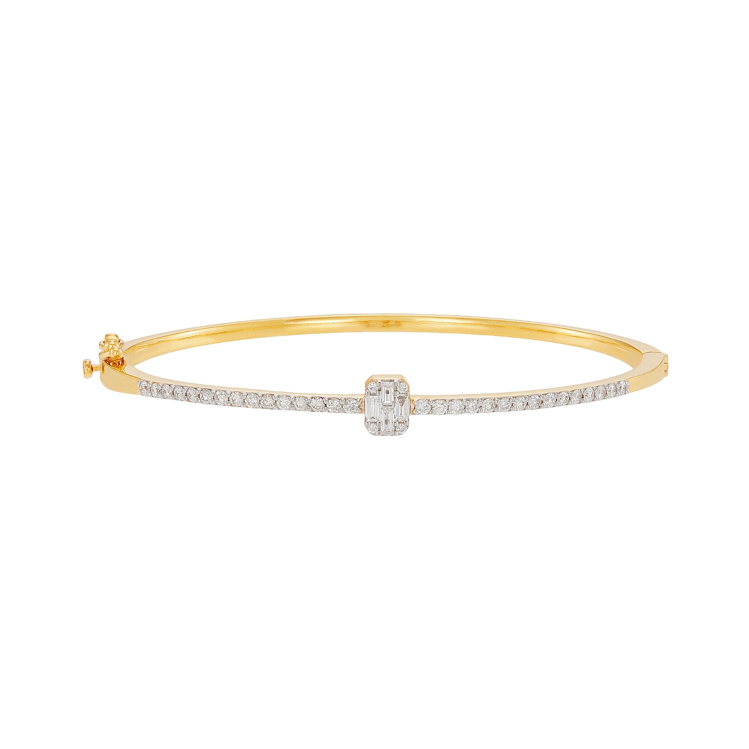 Tapered and Diamond Bangle in 375/9K Yellow Gold 682621025(YG)
