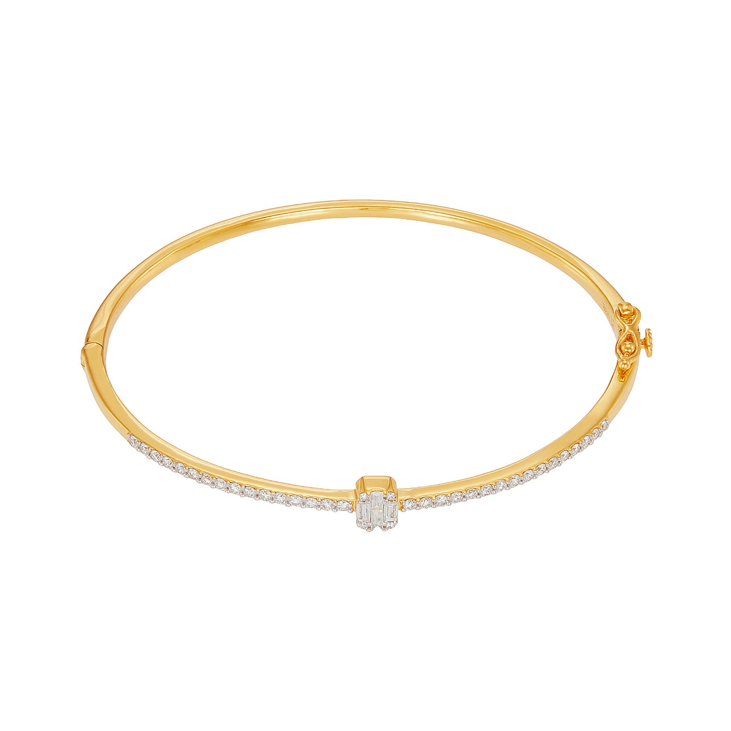 Tapered and Diamond Bangle in 375/9K Yellow Gold 682621025(YG)