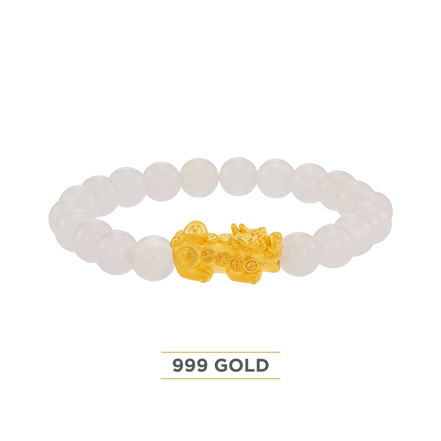 Pixiu 999/24K Gold with White Agate Bracelet WWGB2910325