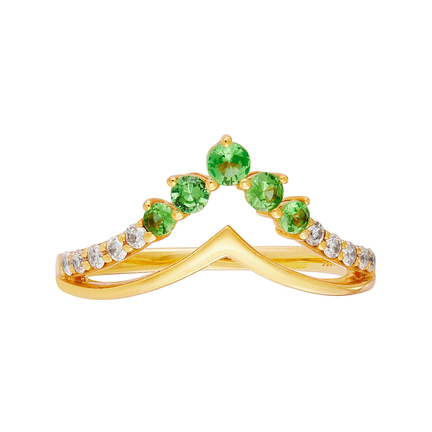 Green Tsavorite and Diamond Ring in 375/9K Yellow Gold 267680923(YG)-TSAV