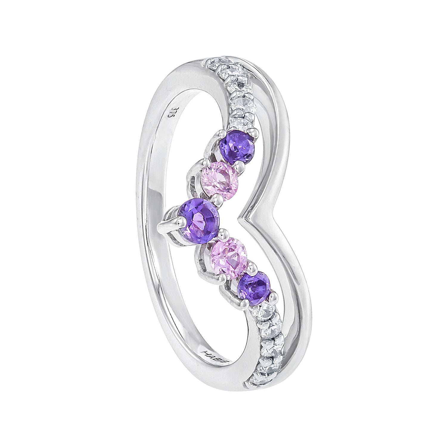 Pink Sapphire, Amethyst and Diamond Ring in 375/9K White Gold 267680124(WG)-AMEH