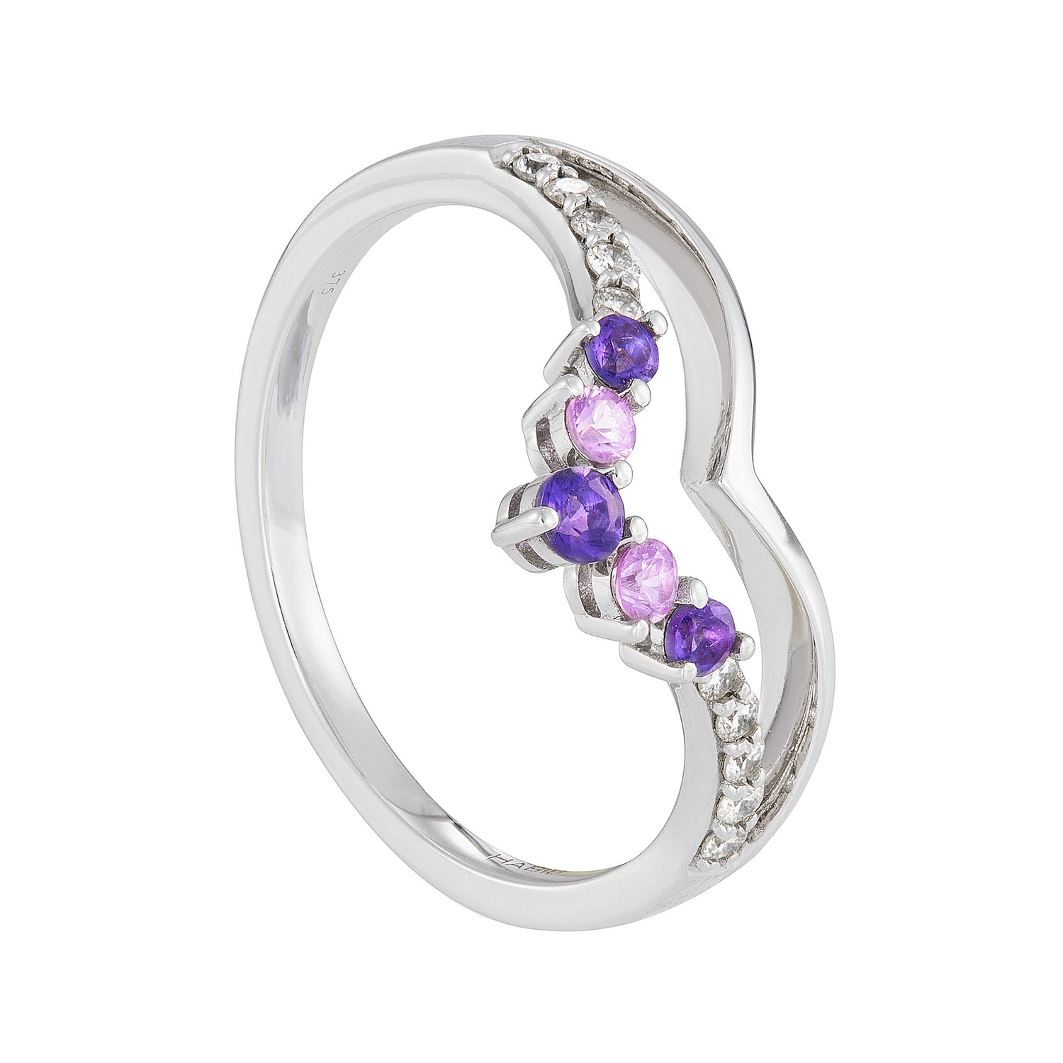 Pink Sapphire, Amethyst and Diamond Ring in 375/9K White Gold 267680124(WG)-AMEH