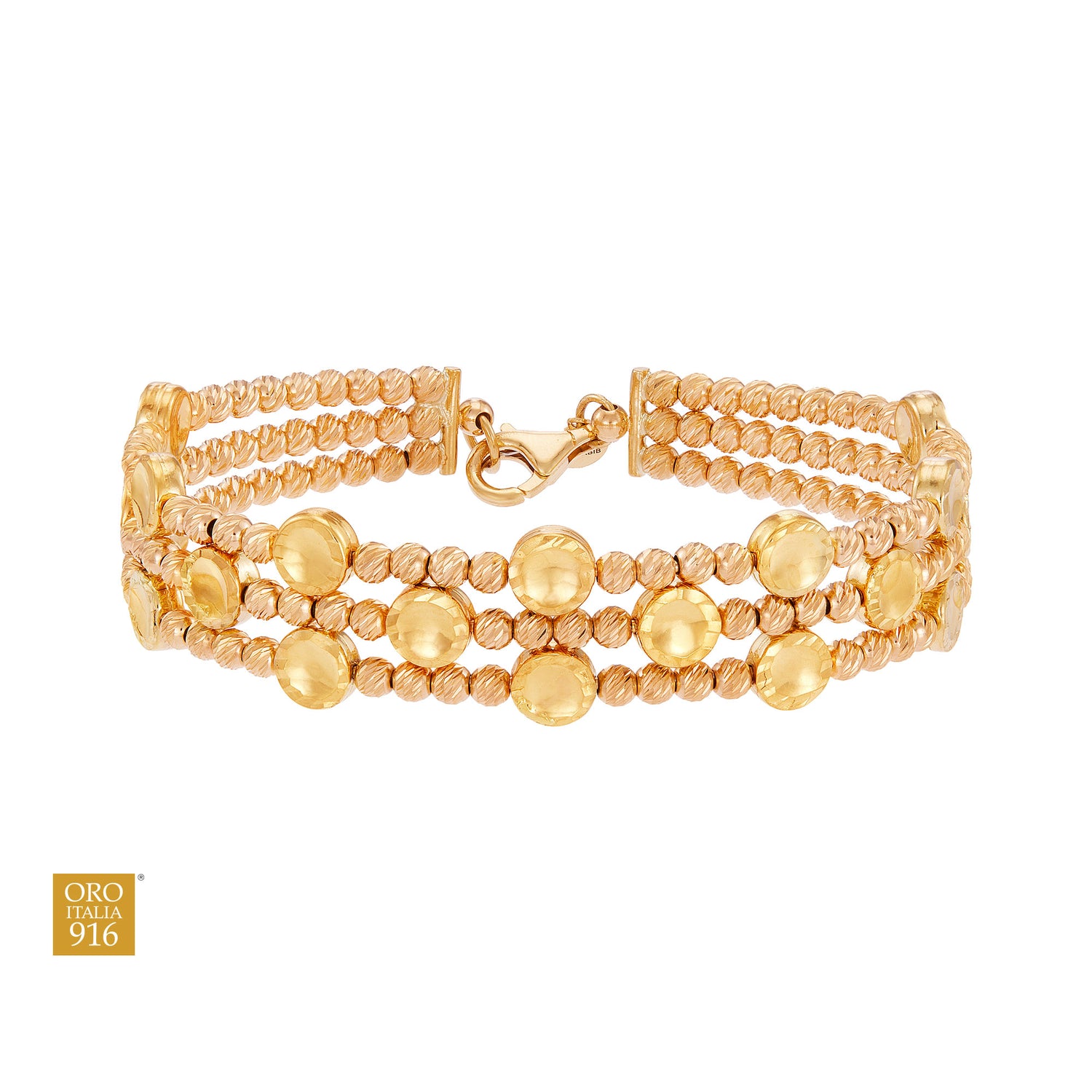 Oro Italia 916 Yellow and Rose Gold Bangle GB92350524(YR)-BI (22K Gold)