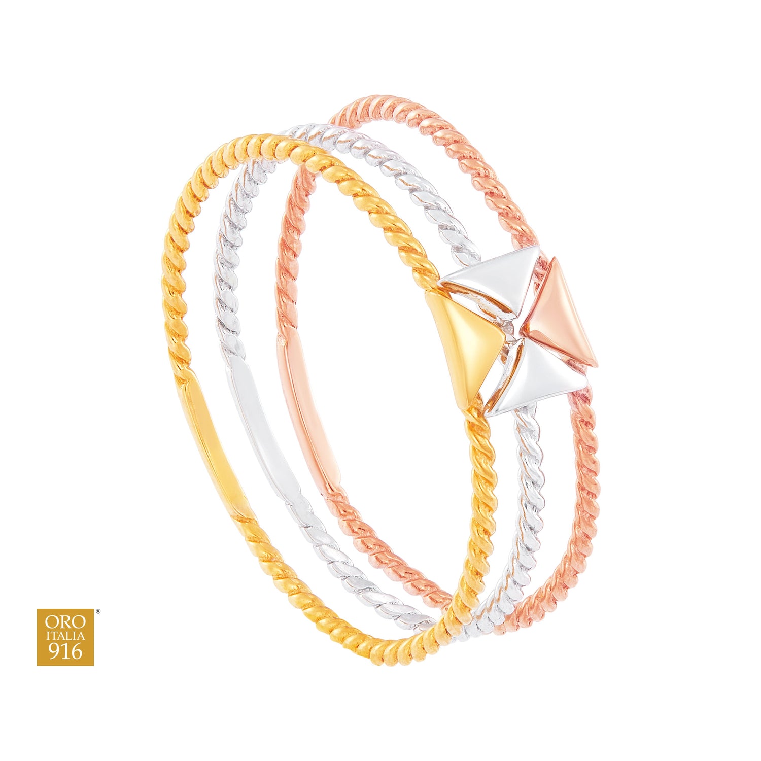 Oro Italia 916 Yellow, White and Rose Gold Ring GR49230323-TI (22K Gold)