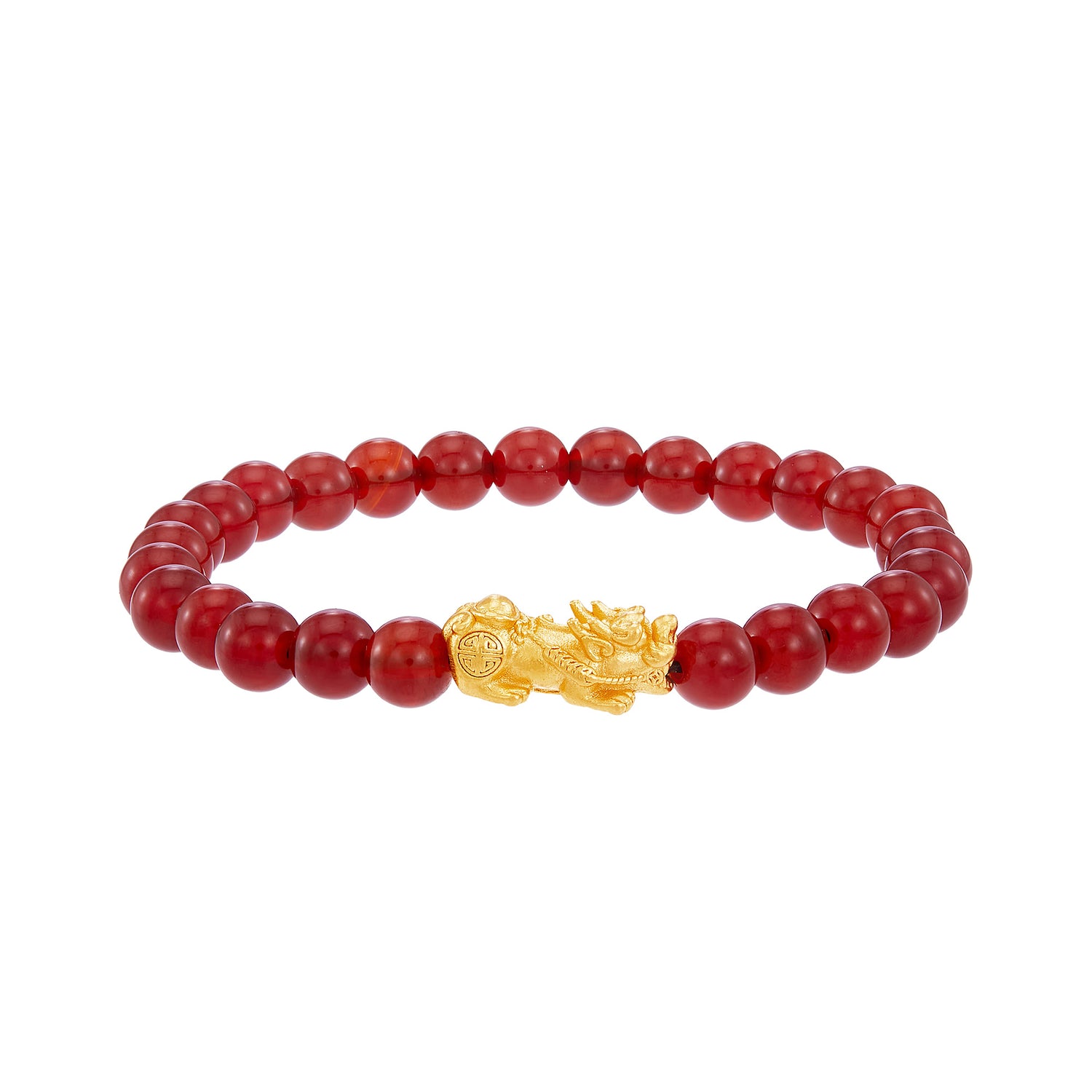 Pixiu | 999/24K Gold with Red Agate Bracelet WWGB182