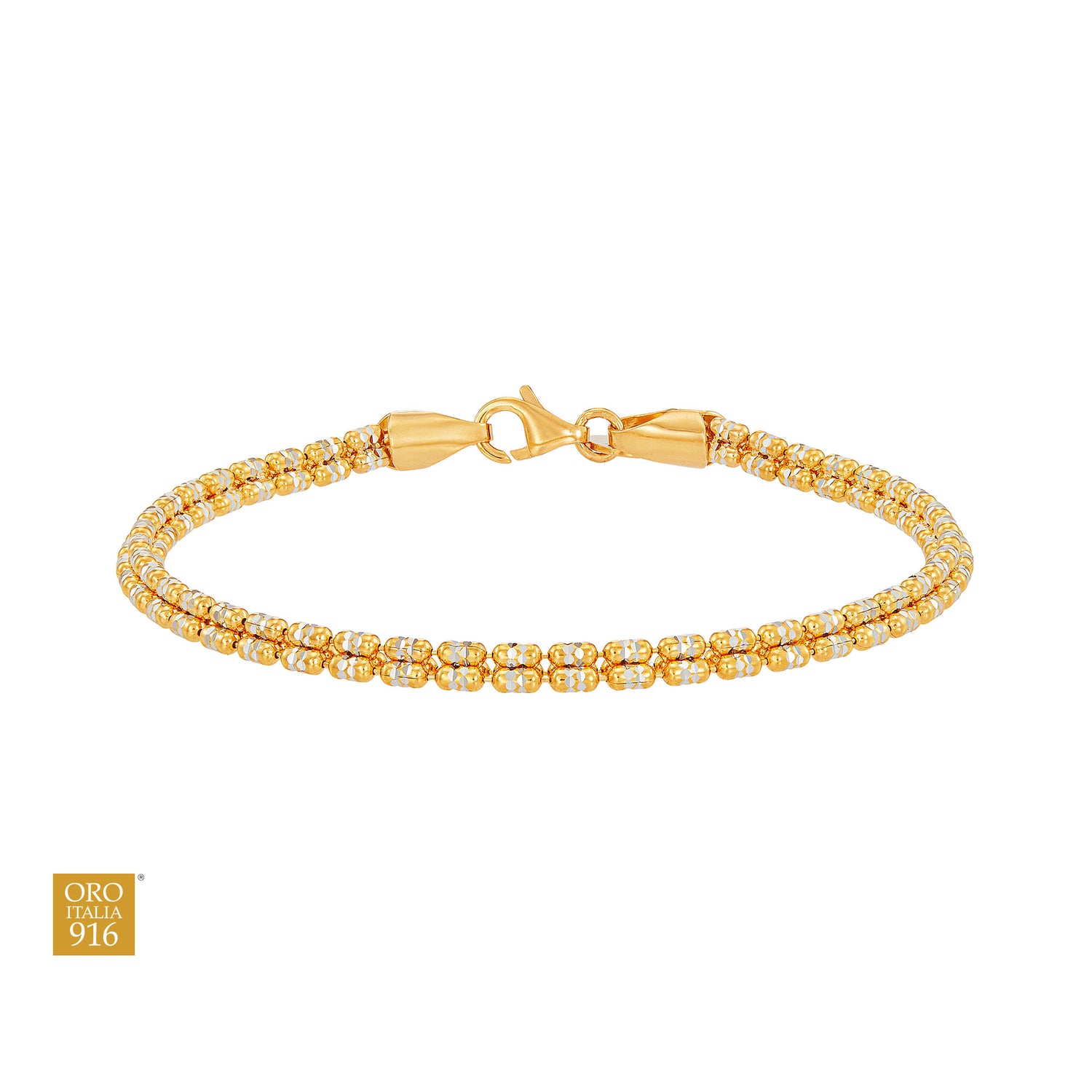 Oro Italia 916 Yellow and White Gold Bracelet GW51990425(3YW)-BI (22K Gold)