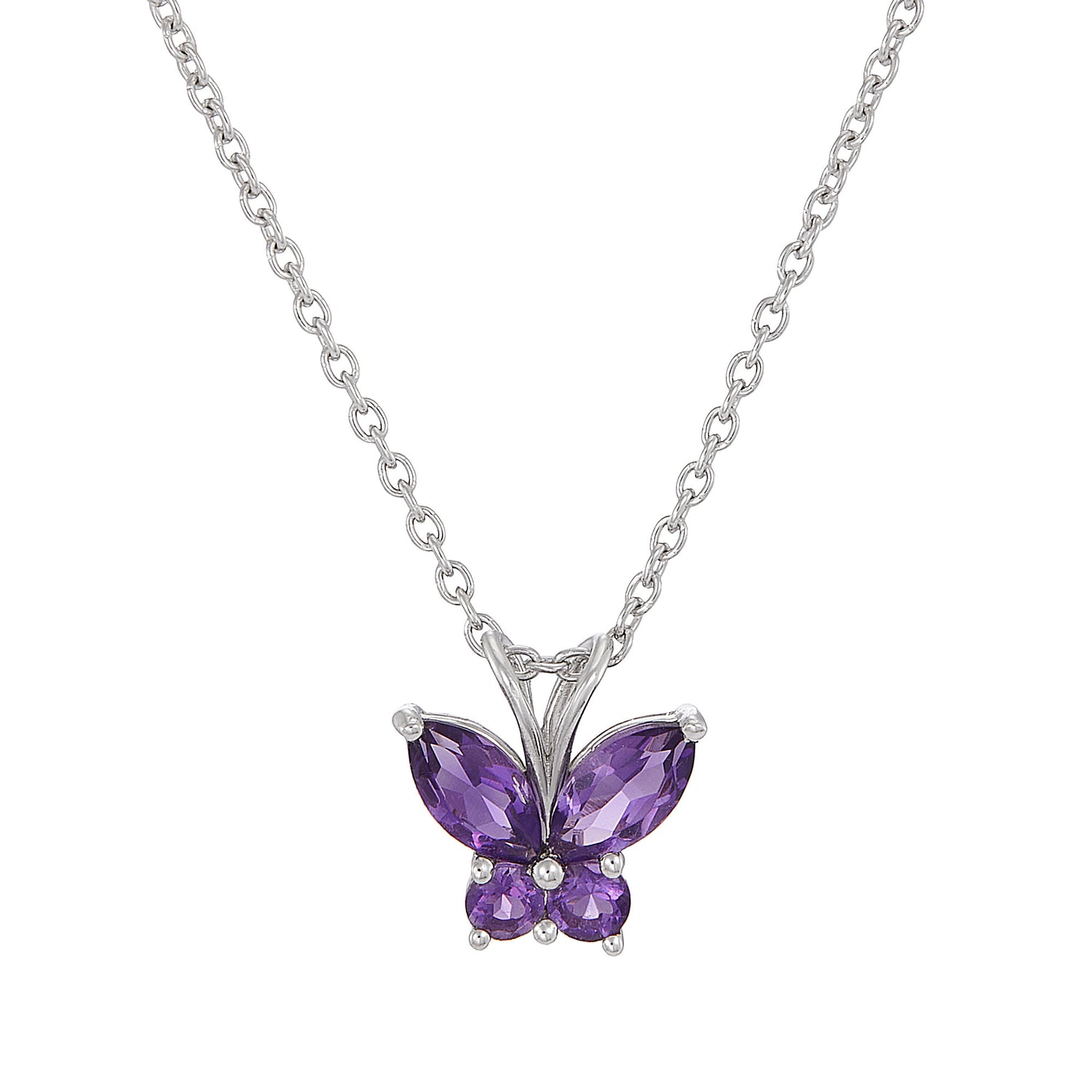 Marquise and Round Amethyst Necklace in 375/9K White Gold 274340126(N)-AMEH