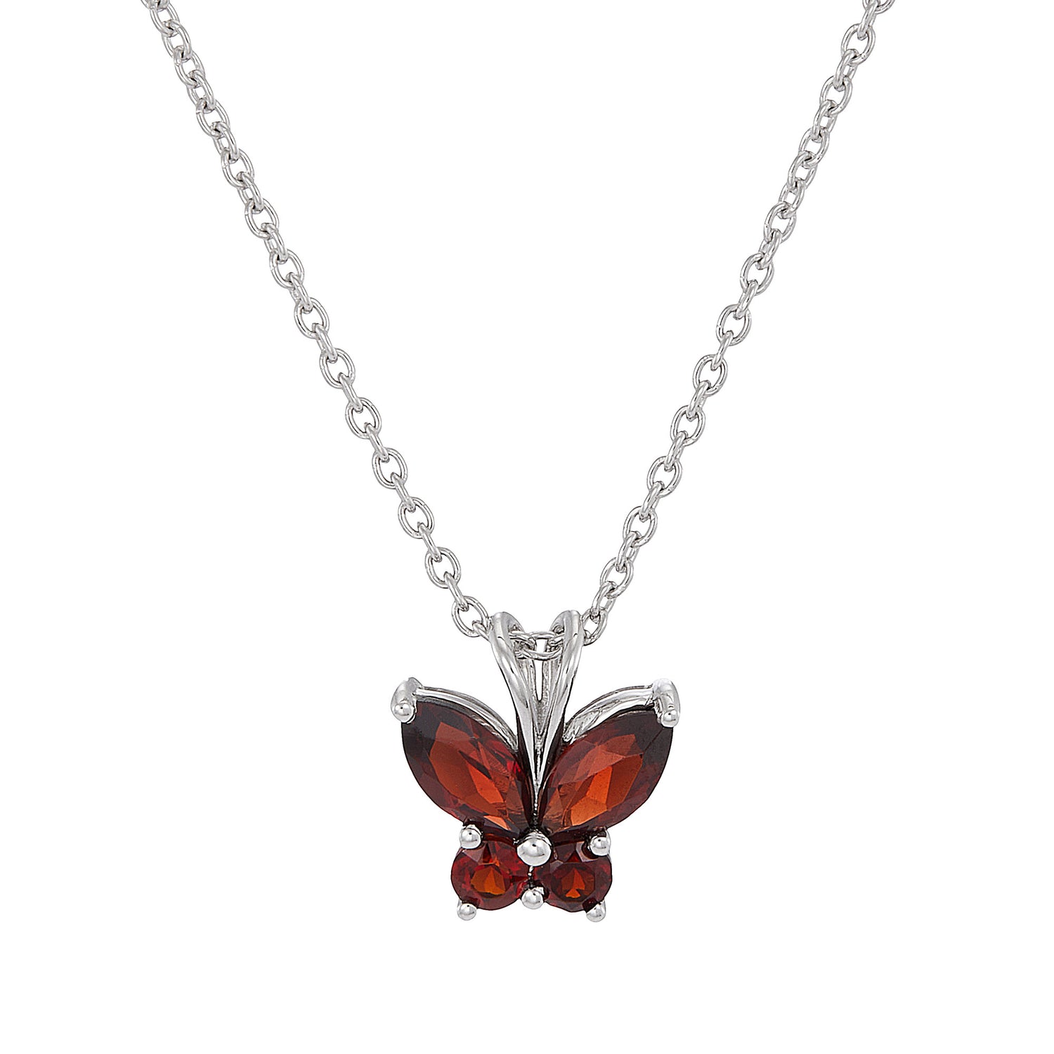 Marquise and Round Garnet Necklace in 375/9K White Gold 274340126(N)-GARN