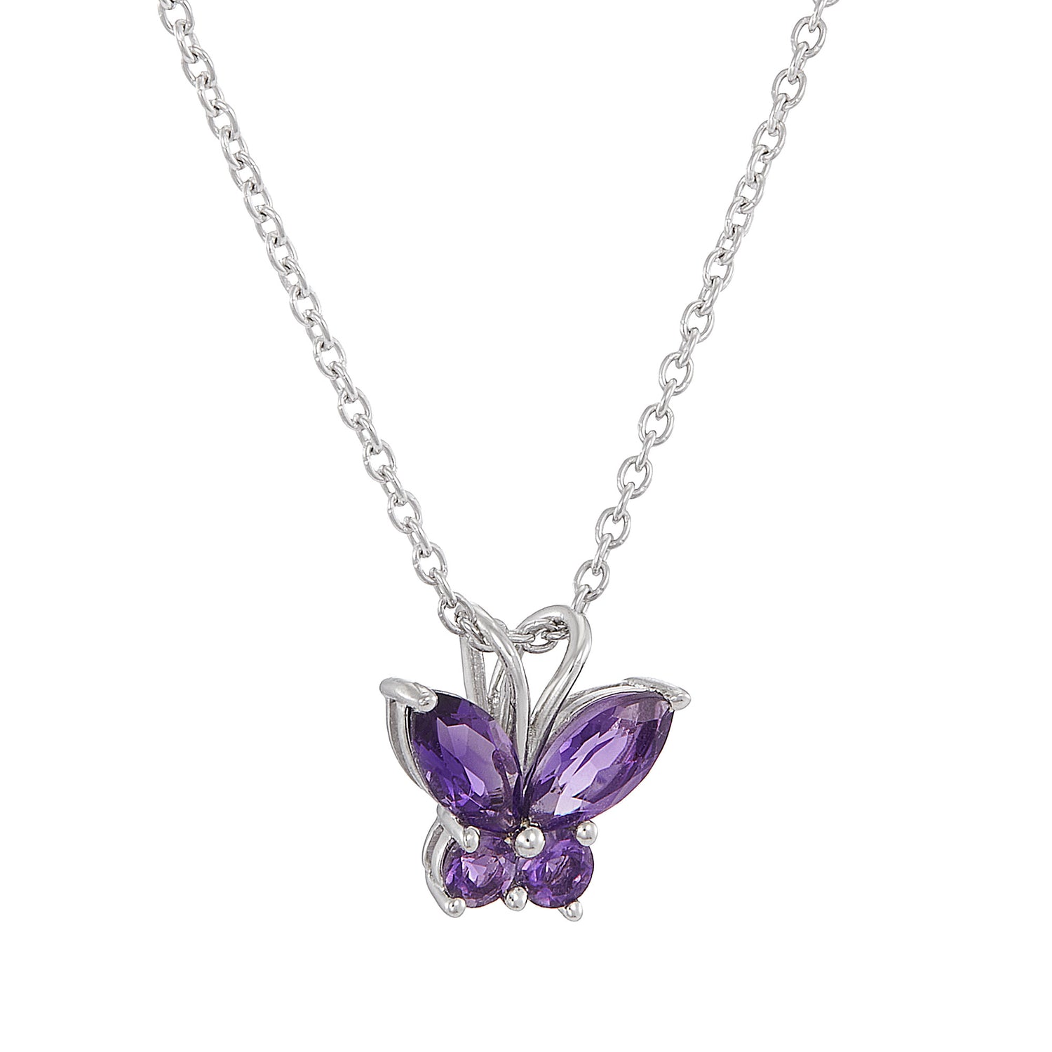 Marquise and Round Amethyst Necklace in 375/9K White Gold 274340126(N)-AMEH