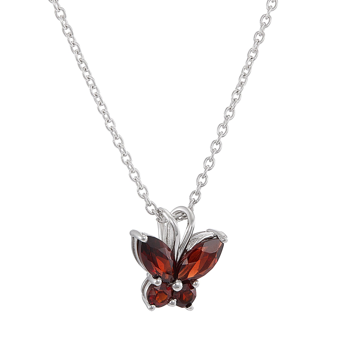 Marquise and Round Garnet Necklace in 375/9K White Gold 274340126(N)-GARN