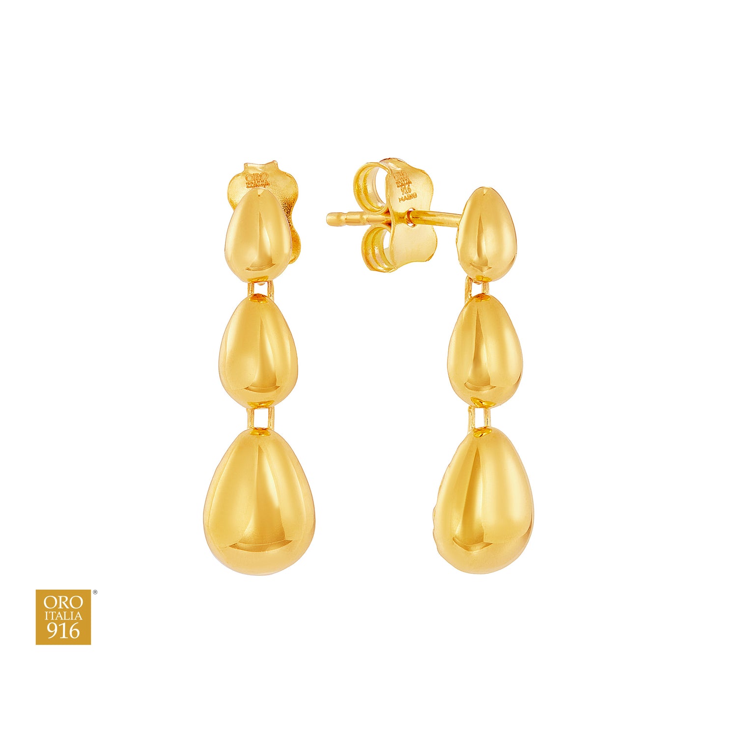 Oro Italia 916 Yellow Gold Earrings GE77200825 (22K Gold)