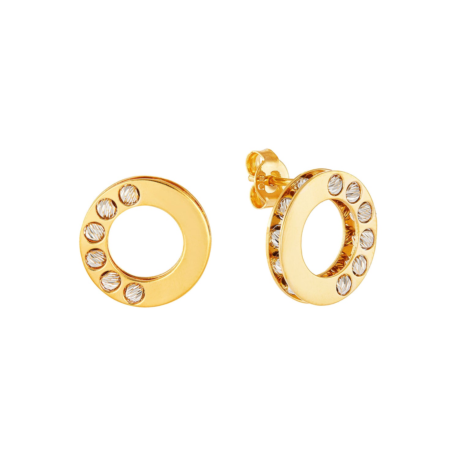 Oro Italia 916 Yellow and White Gold Earrings GE76061024(YW)-BI (22K Gold)