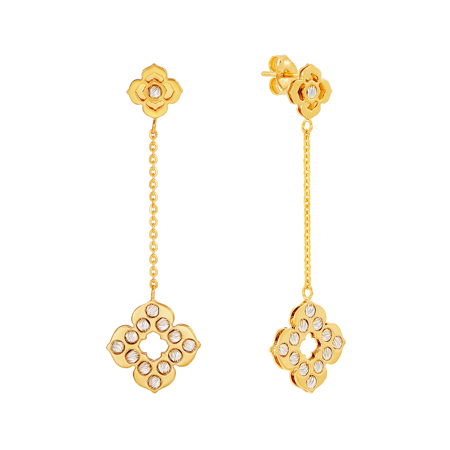 Oro Italia 916 Yellow and White Gold Earrings GE76151024(YW)-BI (22K Gold)