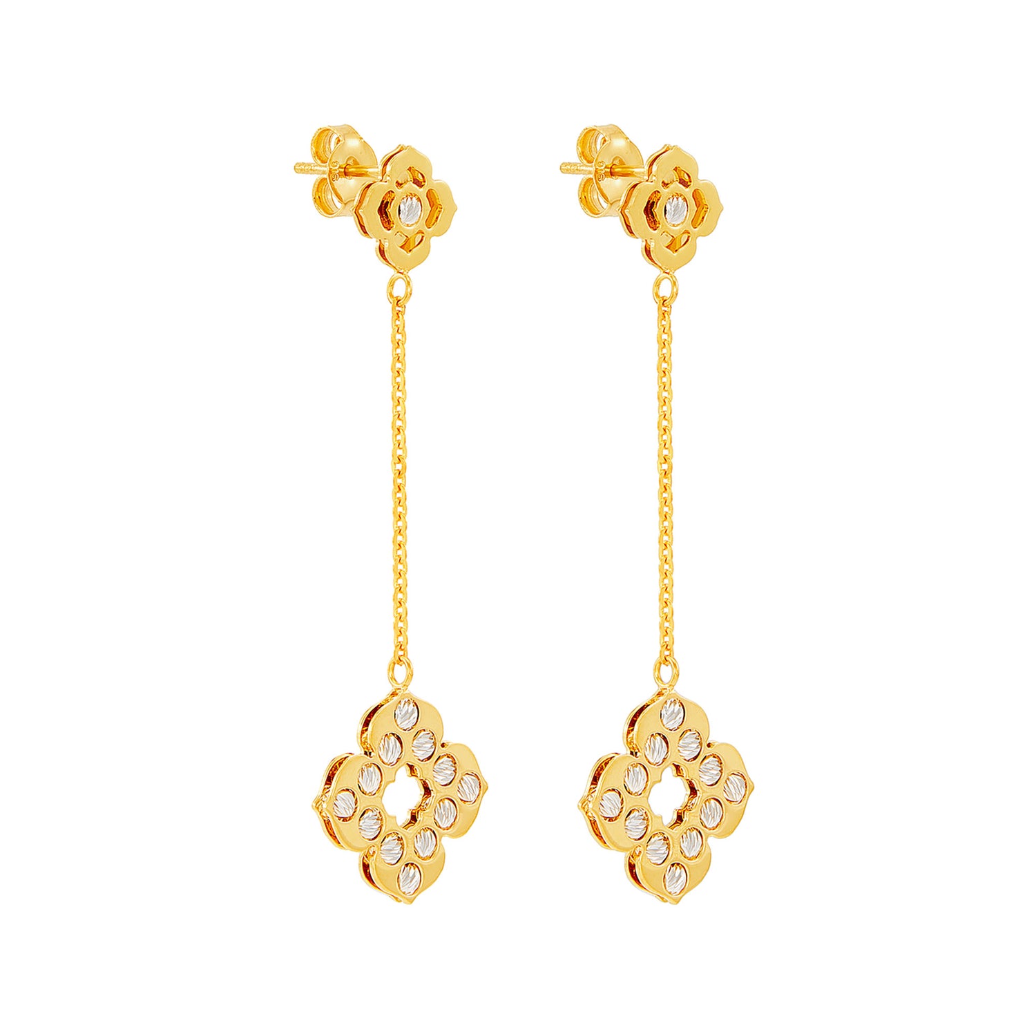 Oro Italia 916 Yellow and White Gold Earrings GE76151024(YW)-BI (22K Gold)
