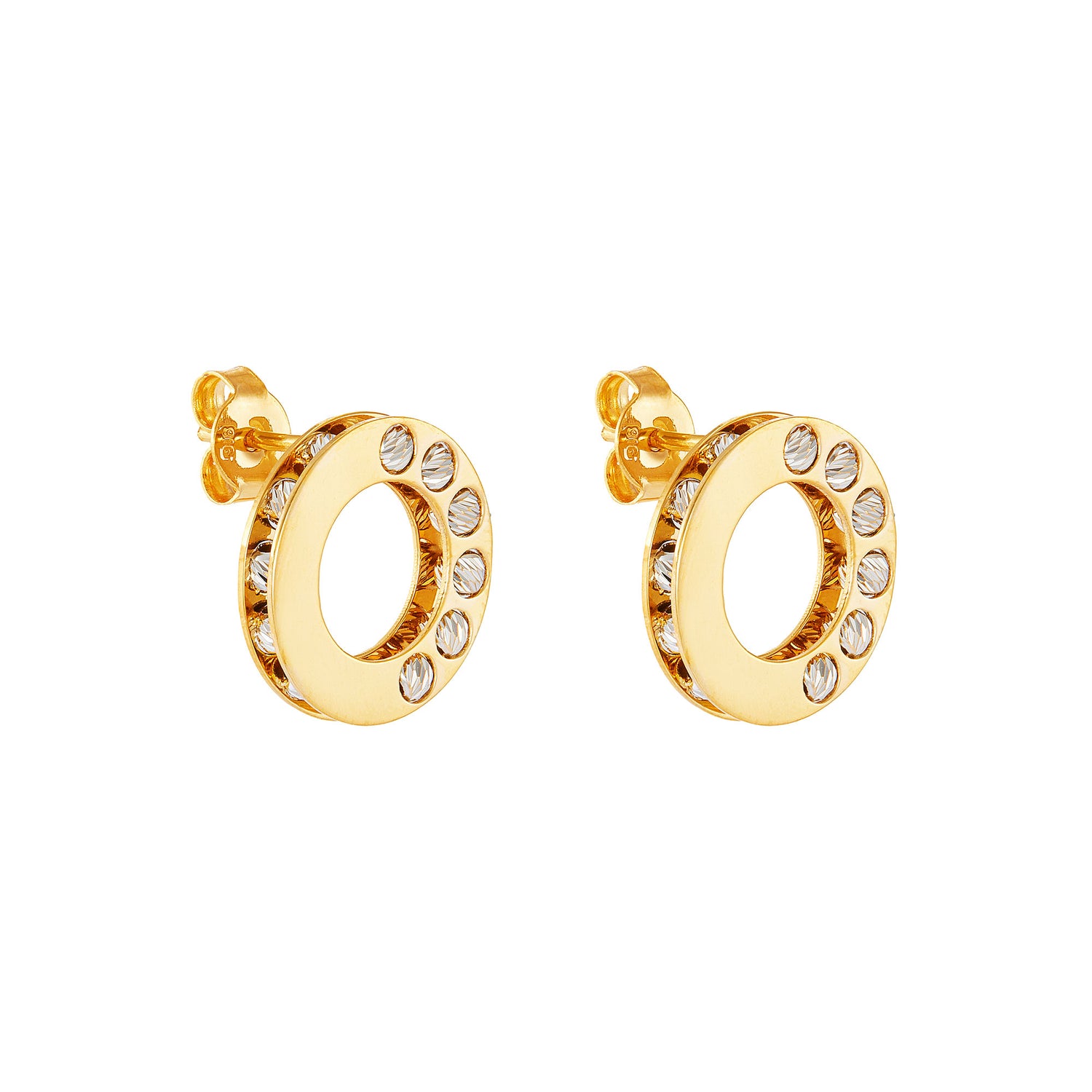 Oro Italia 916 Yellow and White Gold Earrings GE76061024(YW)-BI (22K Gold)