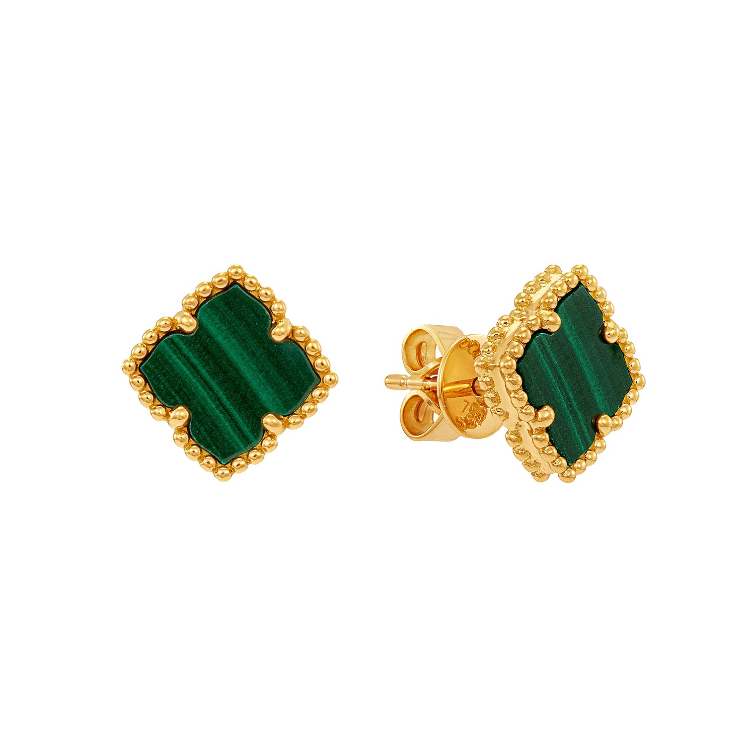 Malachite Earrings in 750/18K Yellow Gold 457800125(YG)-MALA