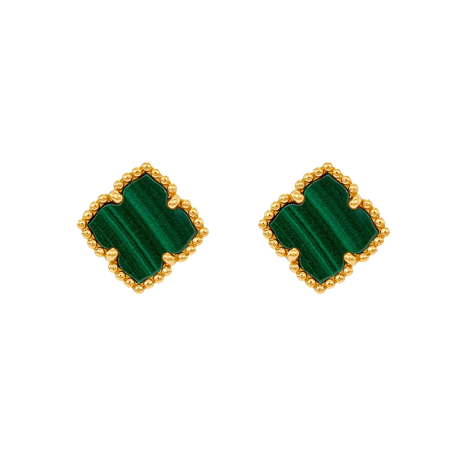Malachite Earrings in 750/18K Yellow Gold 457800125(YG)-MALA