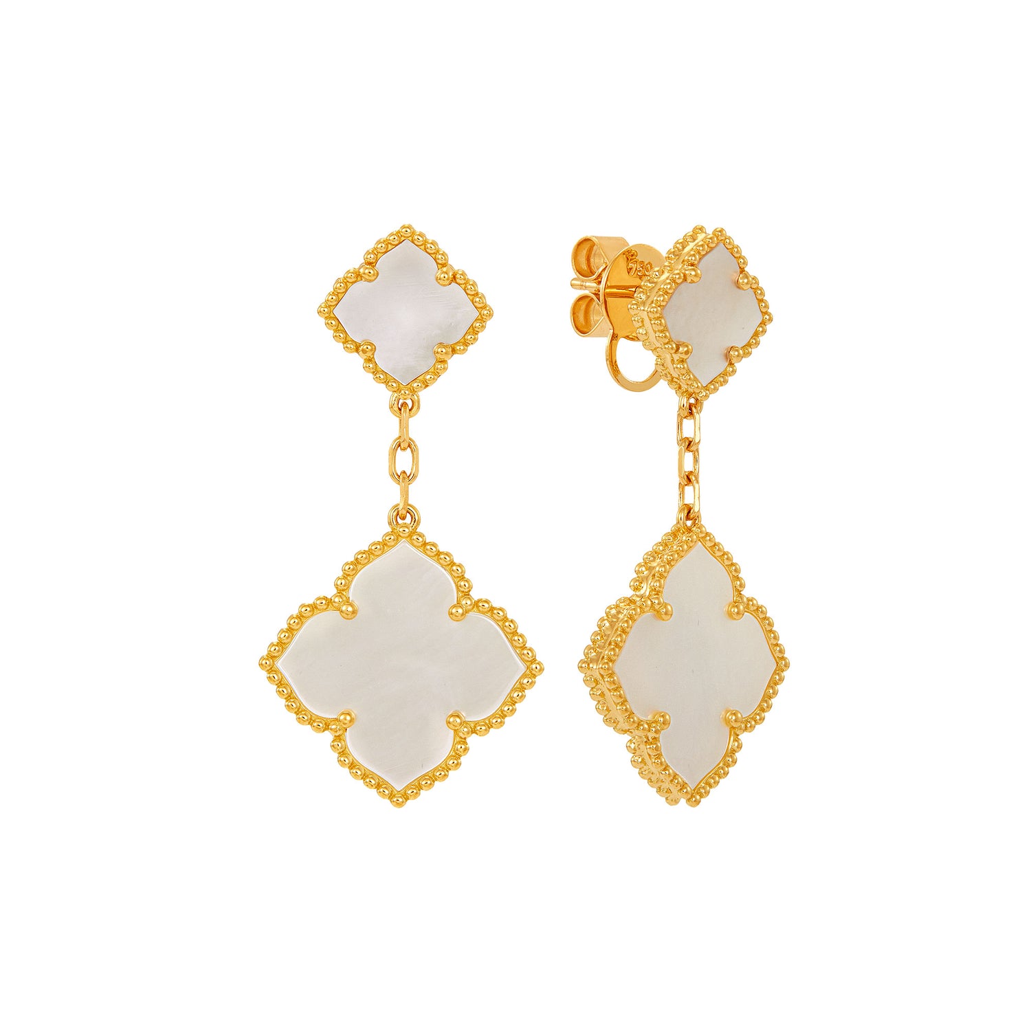 Mother Of Pearl Earrings in 750/18K Yellow Gold 457810125(YG)-MOP