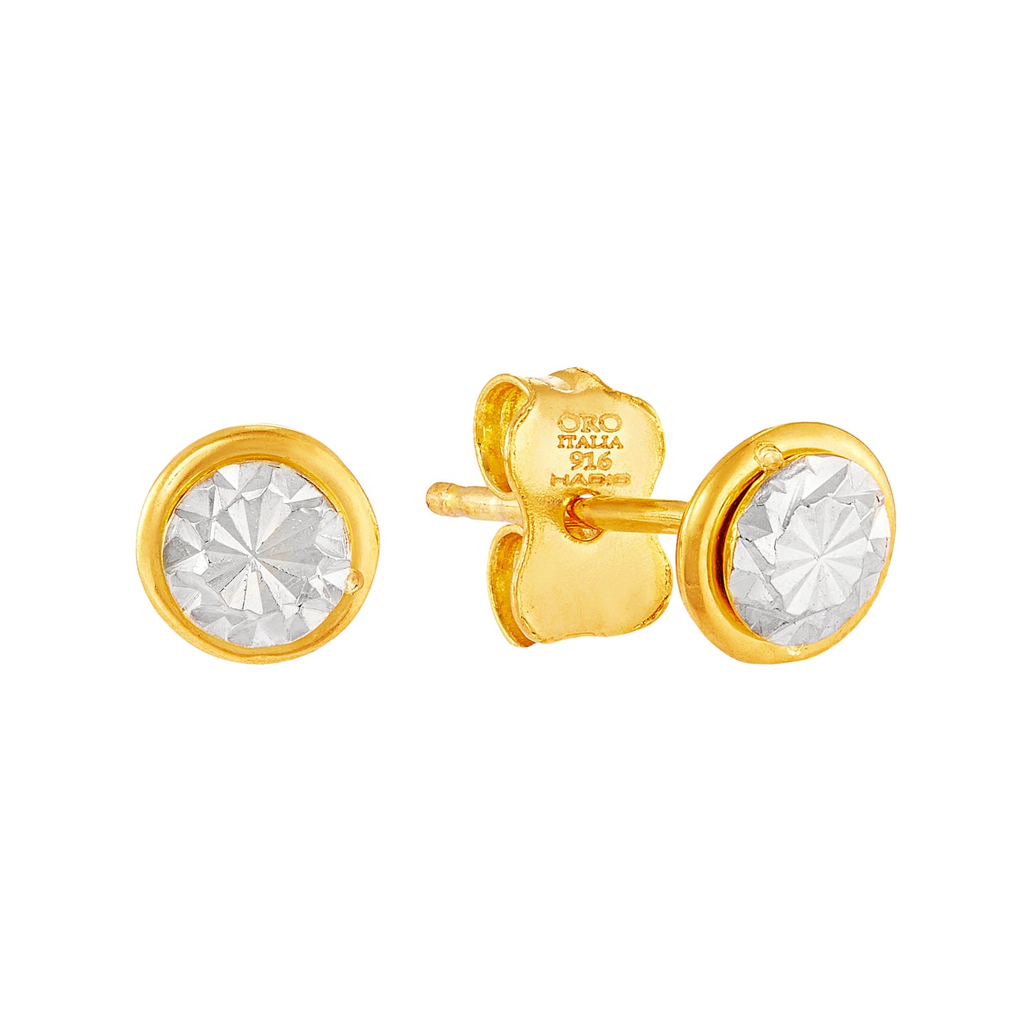 Oro Italia 916 Yellow and White Gold Earrings GE76370125-BI (22K Gold)