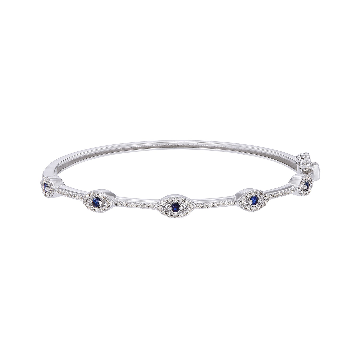 Blue Sapphire and Diamond Bangle in 375/9K White Gold 682260325