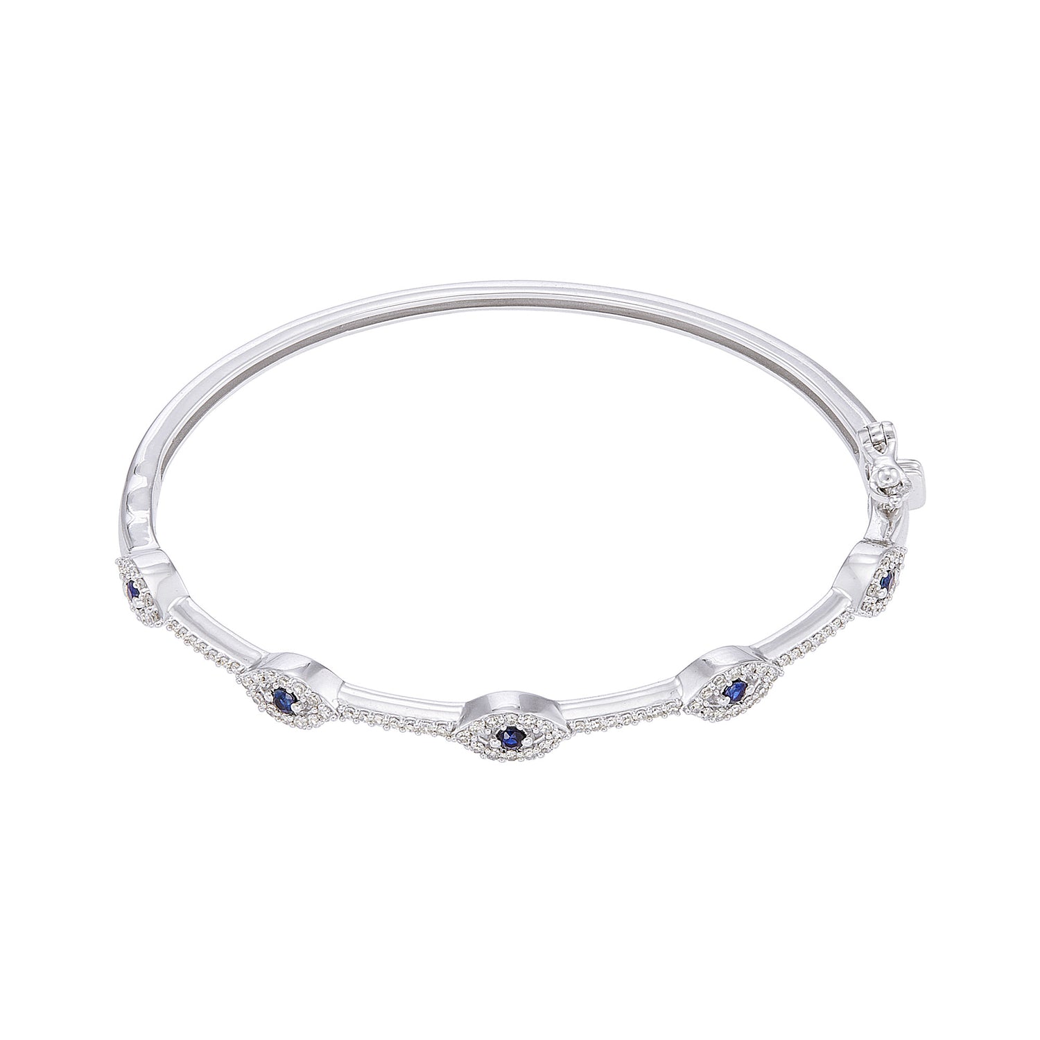 Blue Sapphire and Diamond Bangle in 375/9K White Gold 682260325